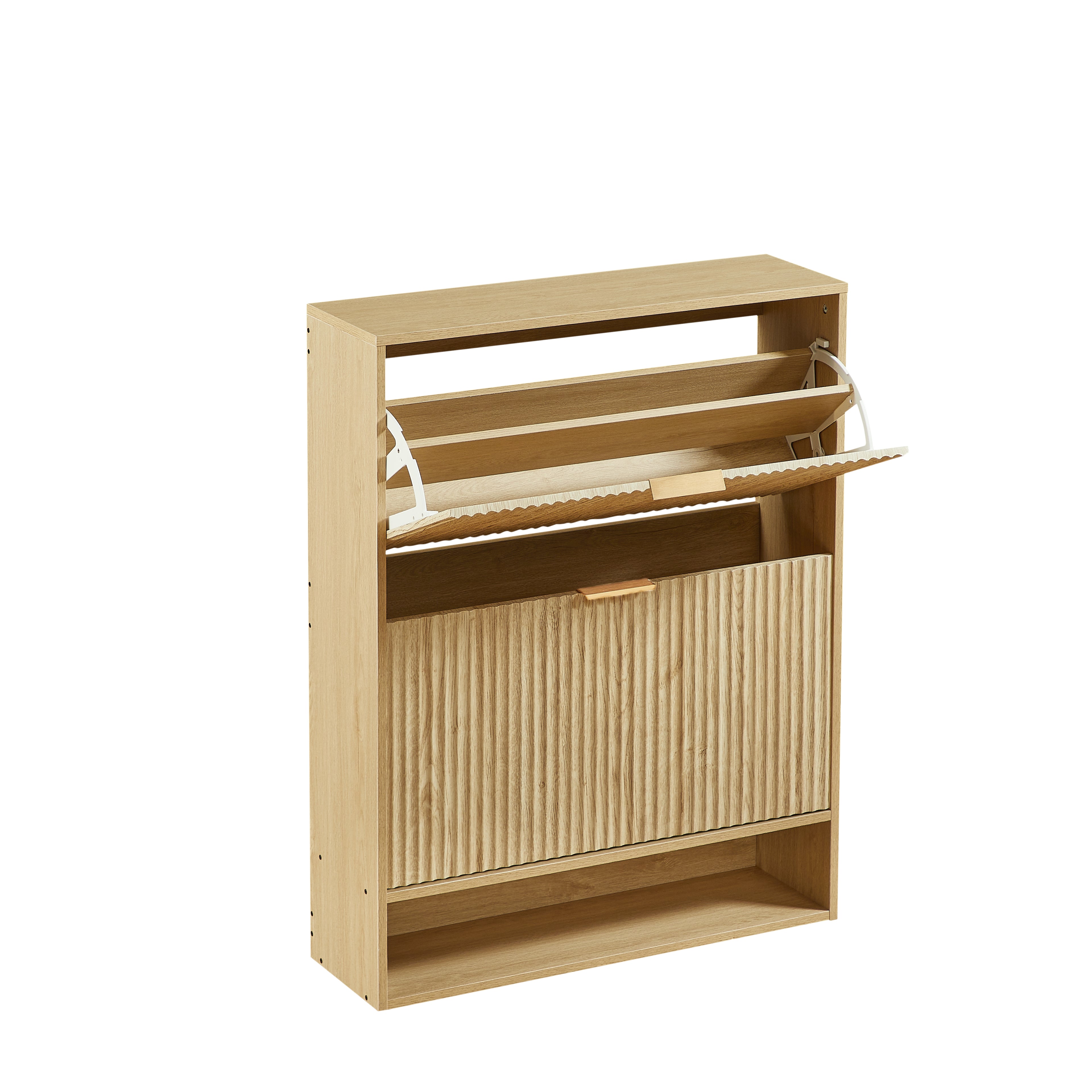 [variant:W5078P443404] Modern Oak Fluted Shoe Cabinet image 13