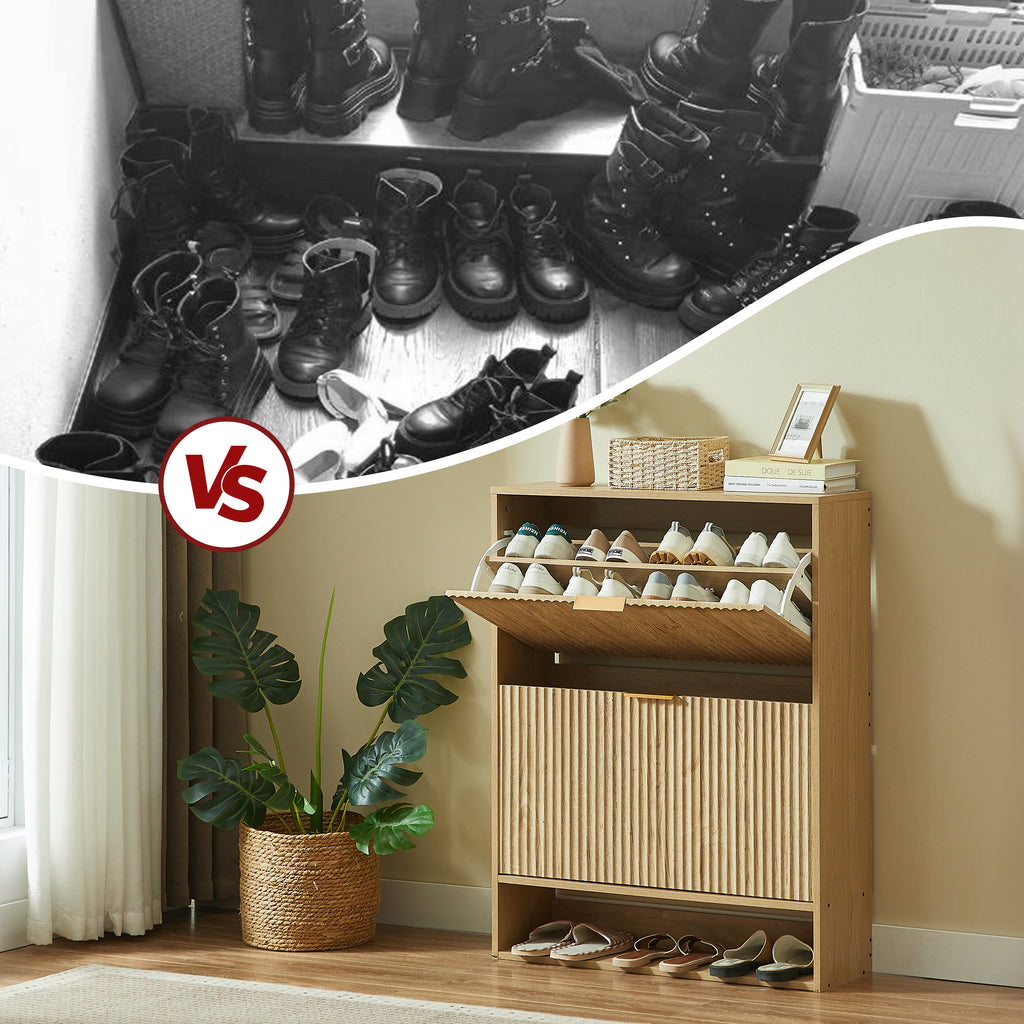 [variant:W5078P443404] Modern Oak Fluted Shoe Cabinet image 6