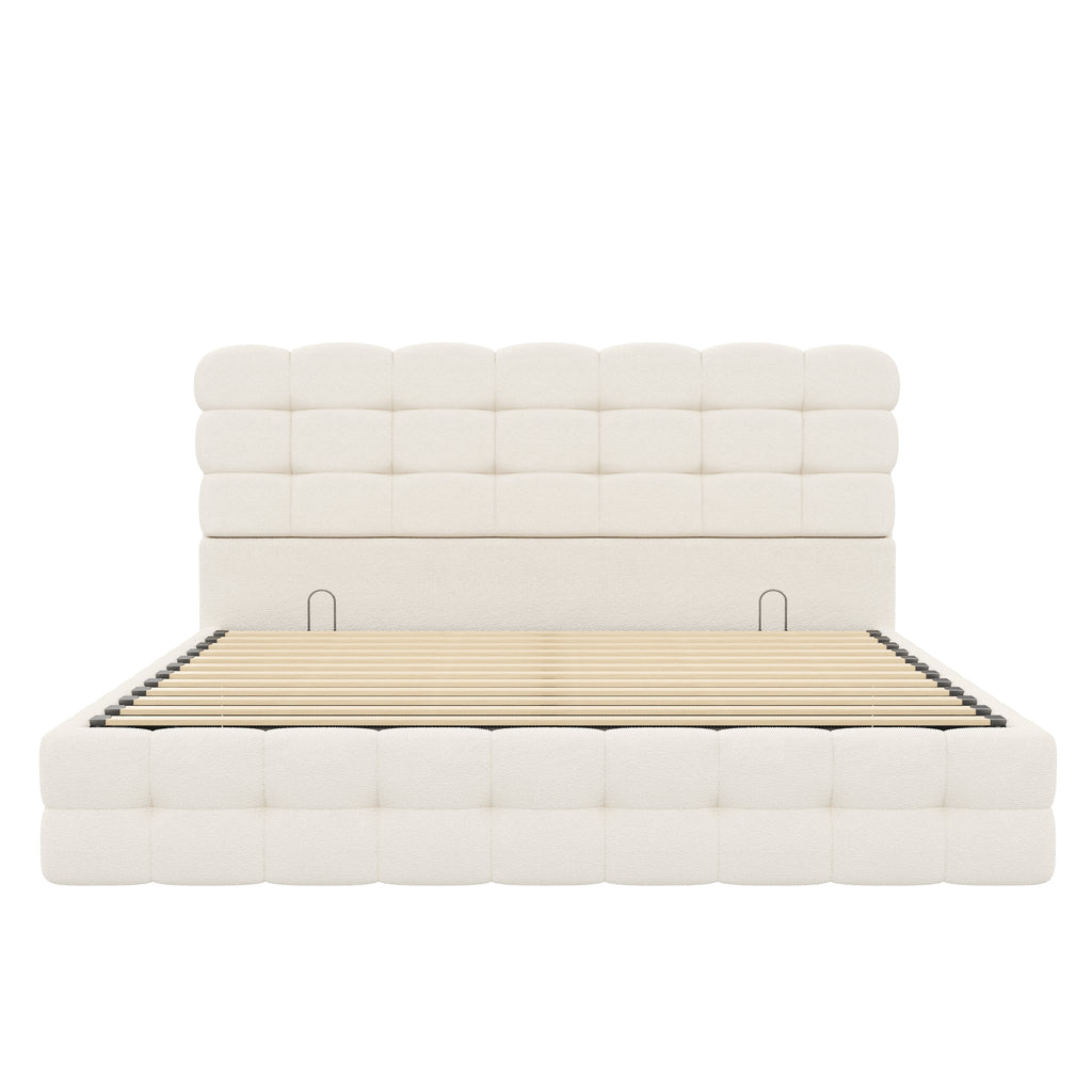 [variant:HS451572AAK] Queen Hydraulic Lift Storage Bed – Cream White image 17