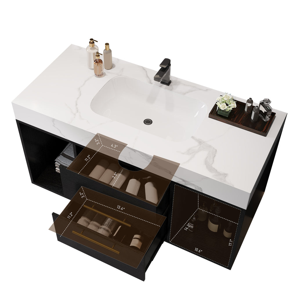 [variant:W5307S00005] Floating Bathroom Vanity with Ceramic Sink – 39.4-Inch image 5