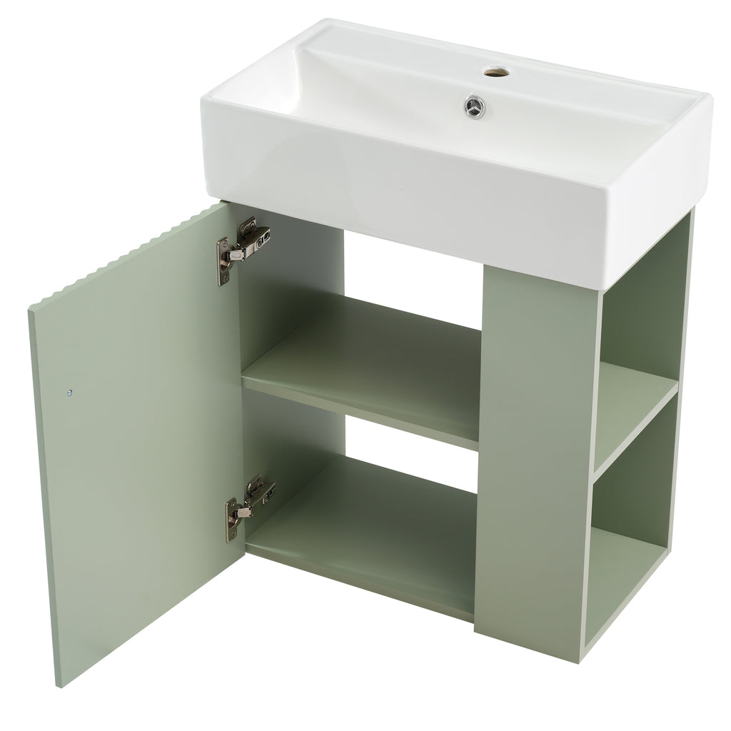 [variant:N729P170388F] Floating Bathroom Vanity with Ceramic Basin – 21.6-Inch, Green image 14