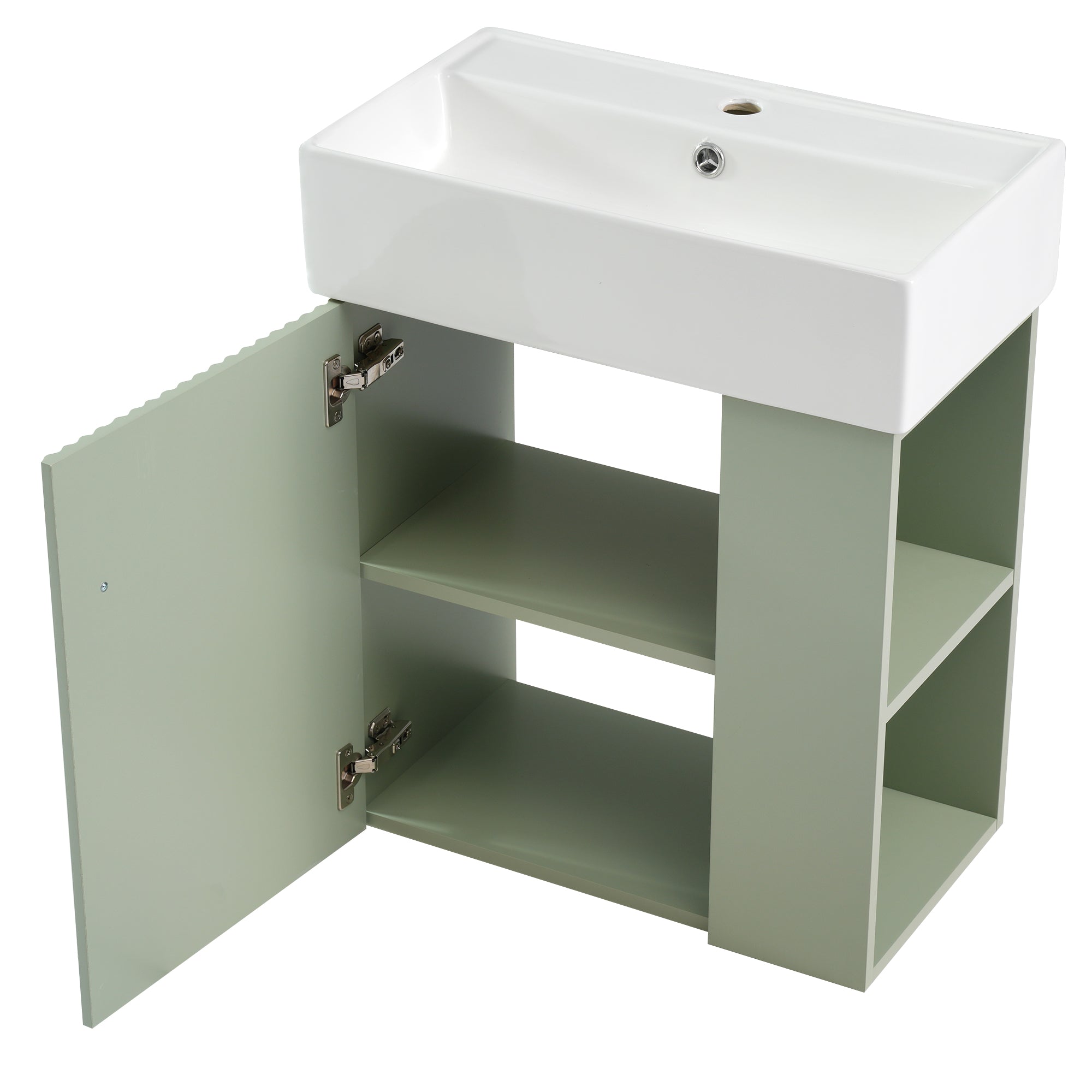 [variant:N729P170388F] Floating Bathroom Vanity with Ceramic Basin – 21.6-Inch, Green image 14
