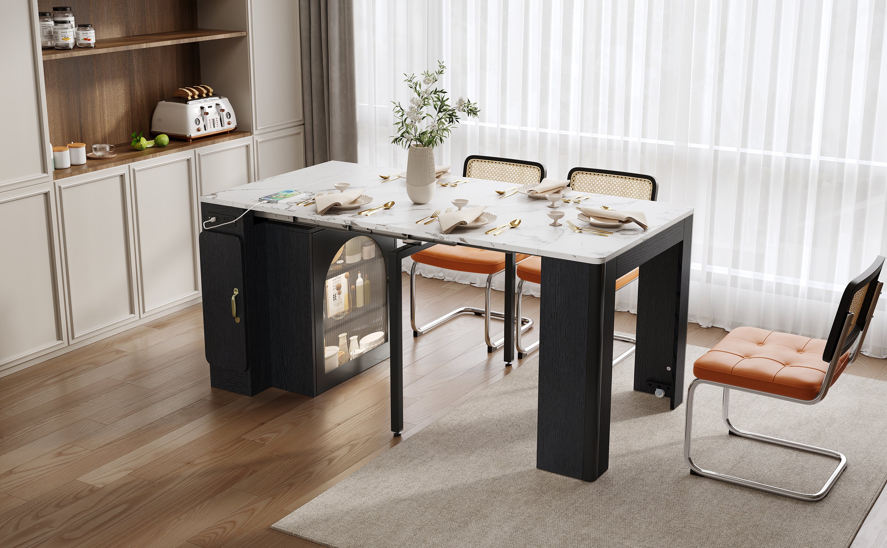 [variant:XW000024AAB-CA] Rolling Kitchen Island with Extendable Dining Table image 4