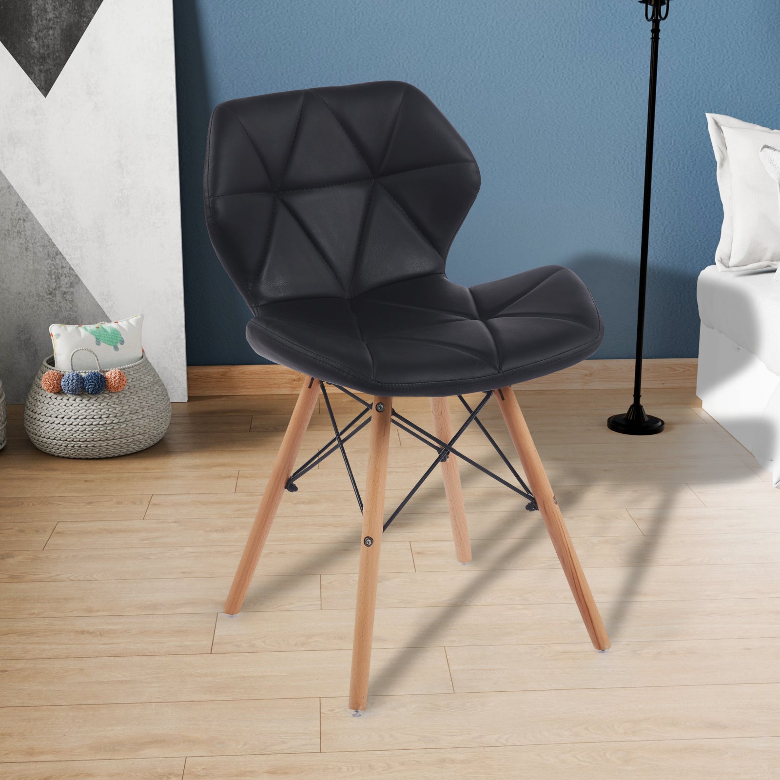 Set of 2 Modern PU Leather Dining Chairs — [variant:W3738P431268] Black image 2