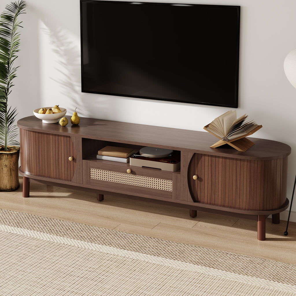 [variant:N875P278398N] Rattan TV Stand with Sliding Door – 65-Inch image 12