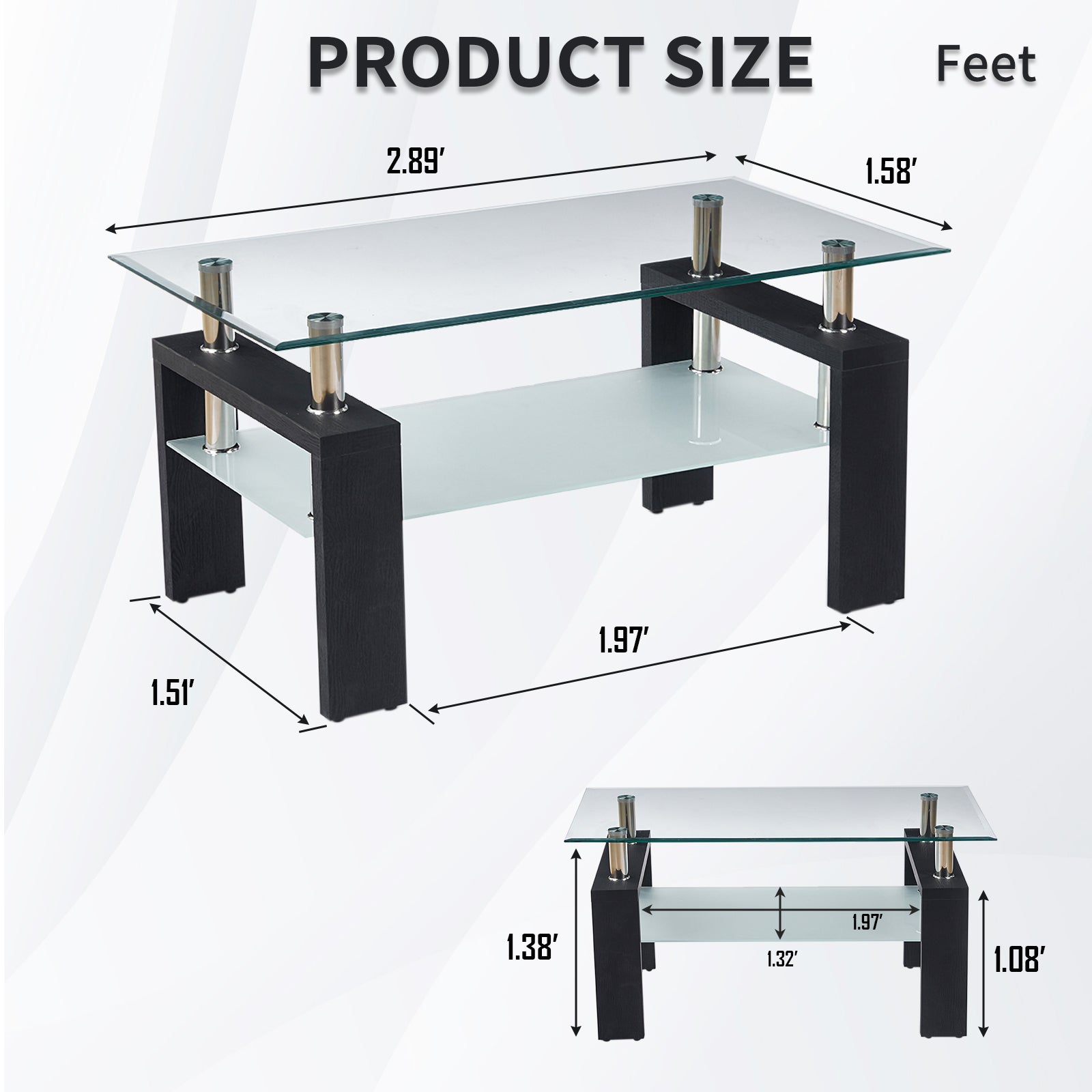 Modern Tempered Glass Coffee Table – Natural or Black — [variant:W3738P499161] Black image 6