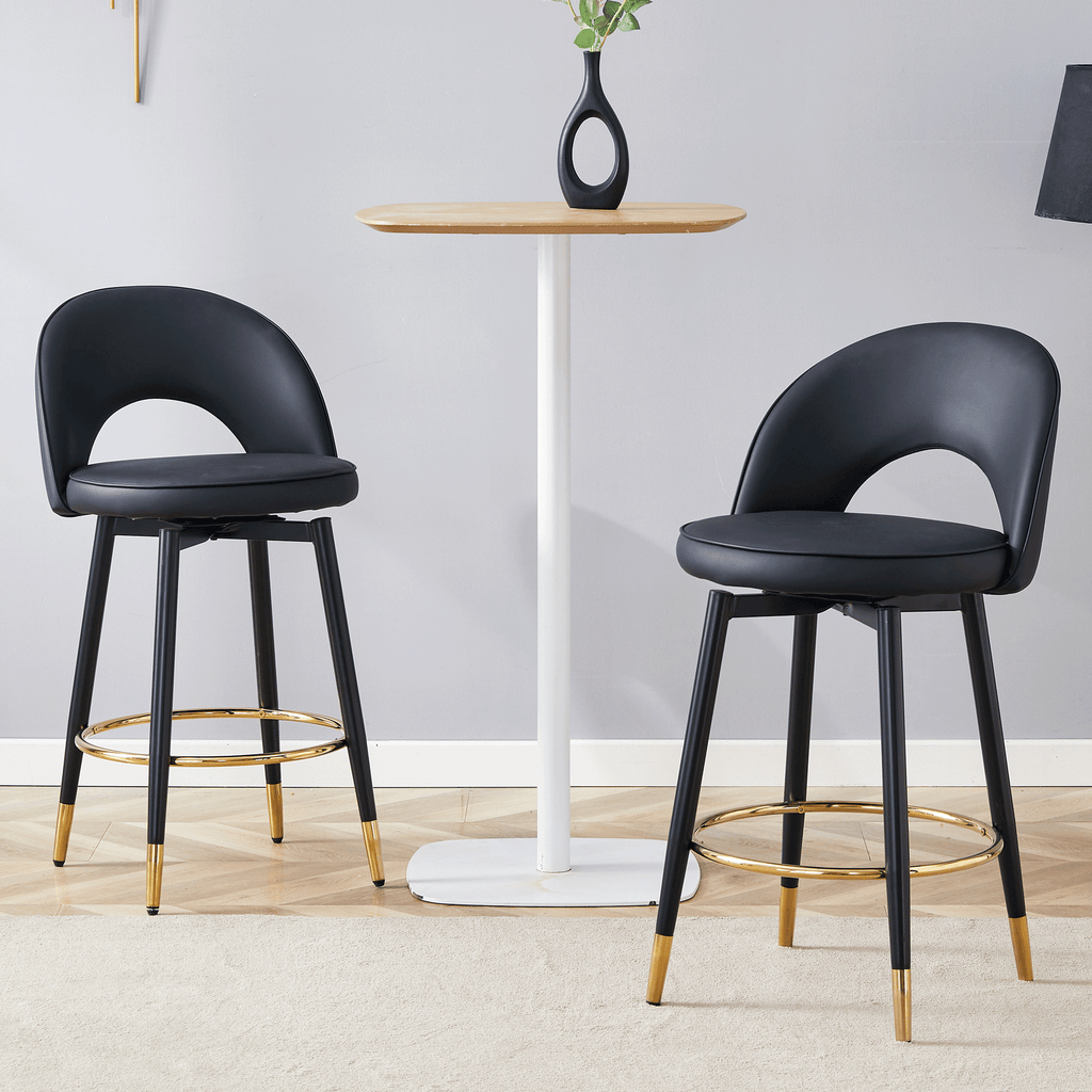 [variant:W3806P404776] 360° Swivel PU Leather Bar Stools – Set of 2 image 3