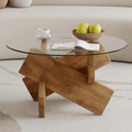 [variant:W3806P404750] 33.4-Inch Round Tempered Glass Coffee Table image 1