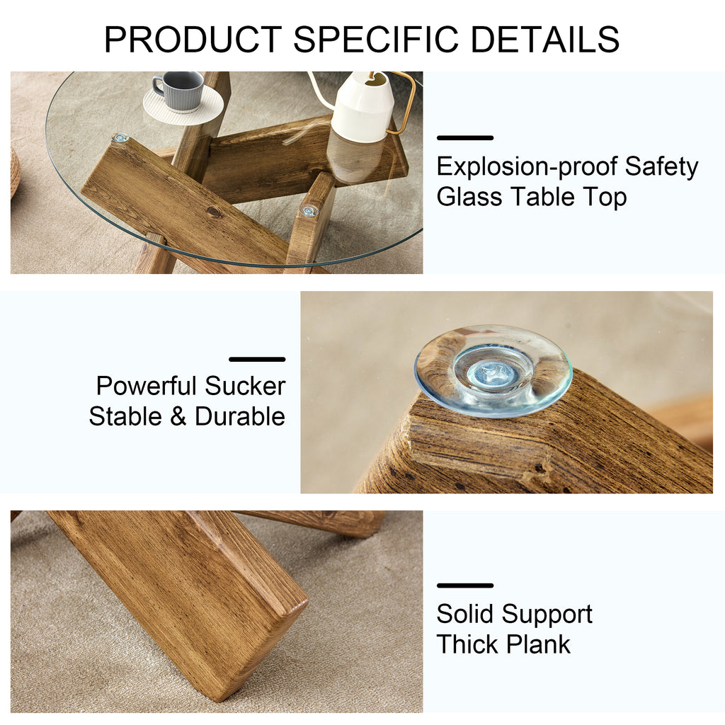 [variant:W3806P404750] 33.4-Inch Round Tempered Glass Coffee Table image 14