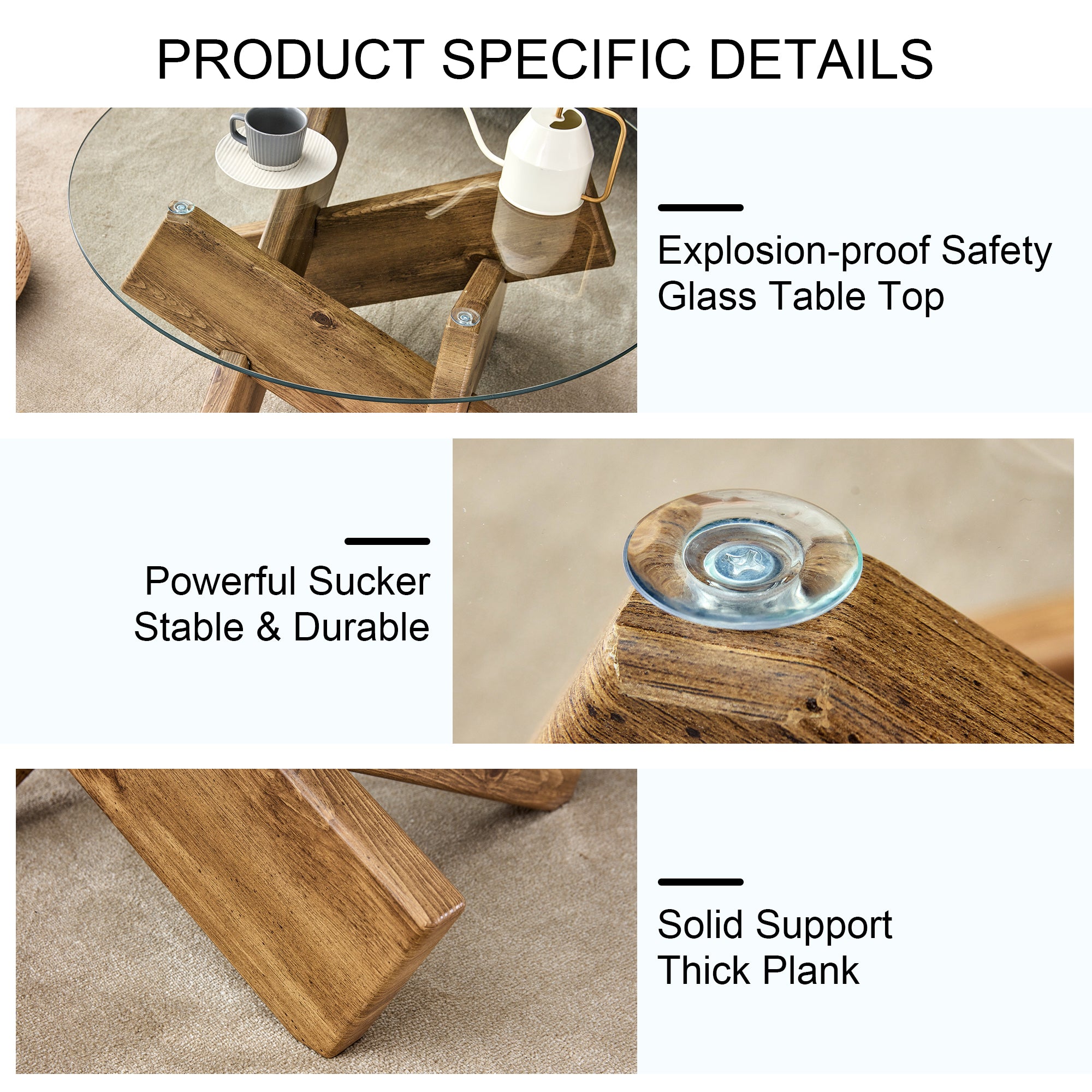 [variant:W3806P404750] 33.4-Inch Round Tempered Glass Coffee Table image 14