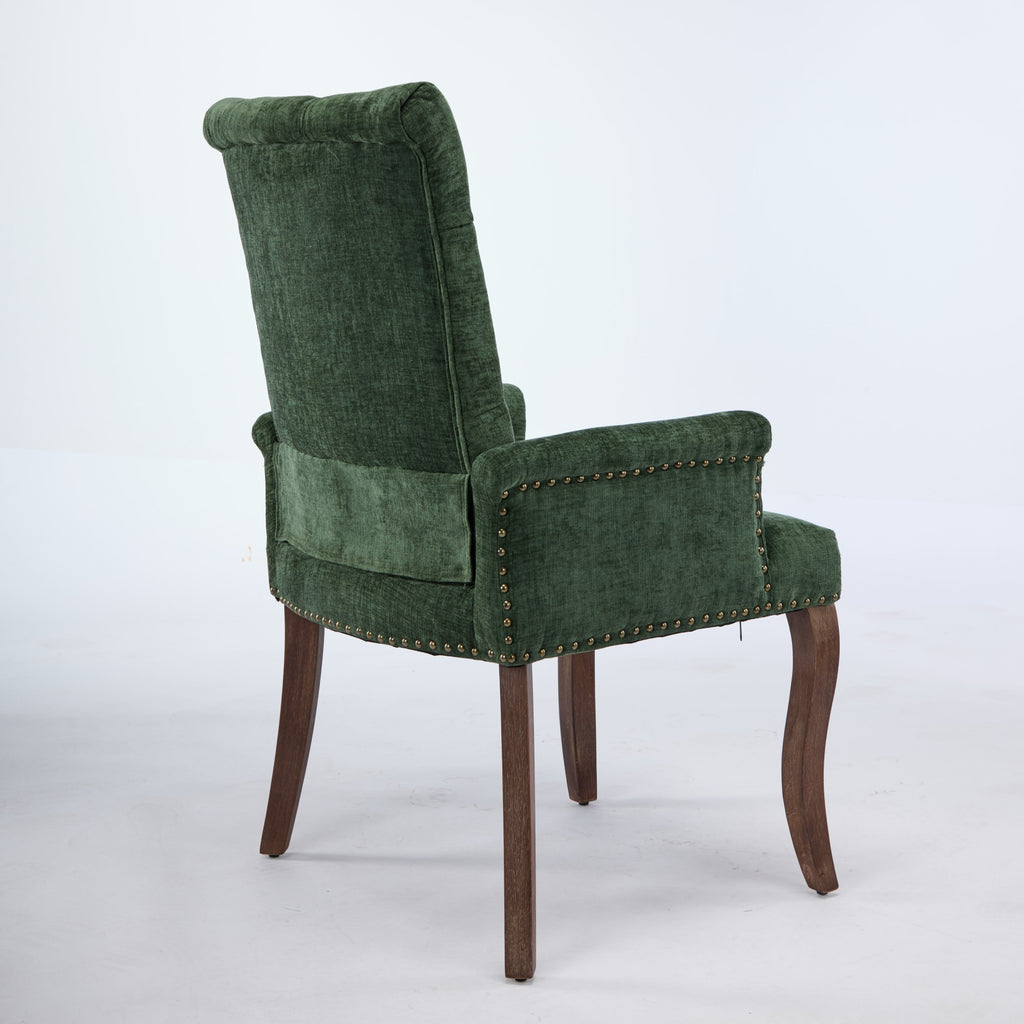 [variant:W5755P503872] Tufted Chenille Dining Armchair – Olive Green image 6
