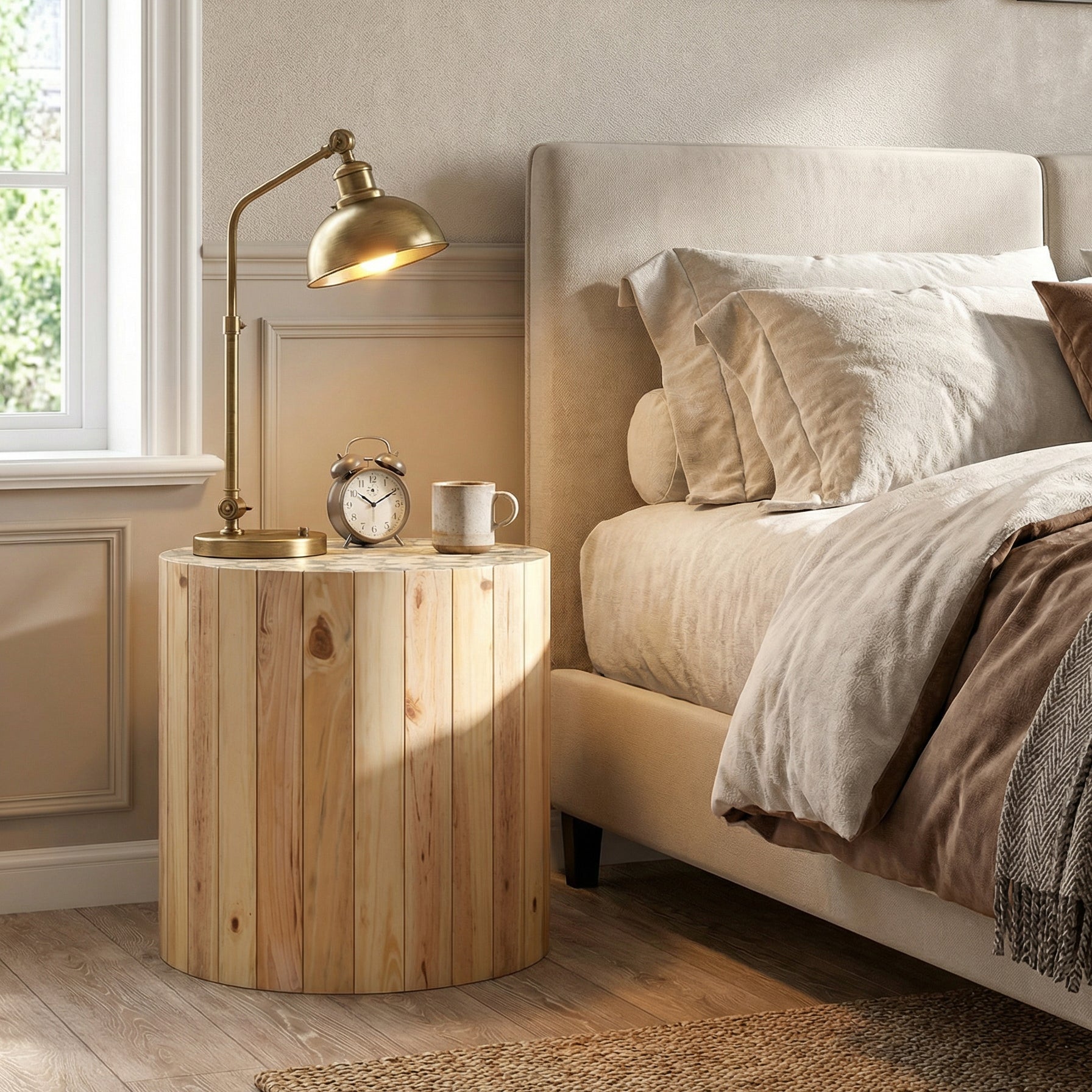 [variant:N876P386380B] Round Beige-Brown End Table image 5