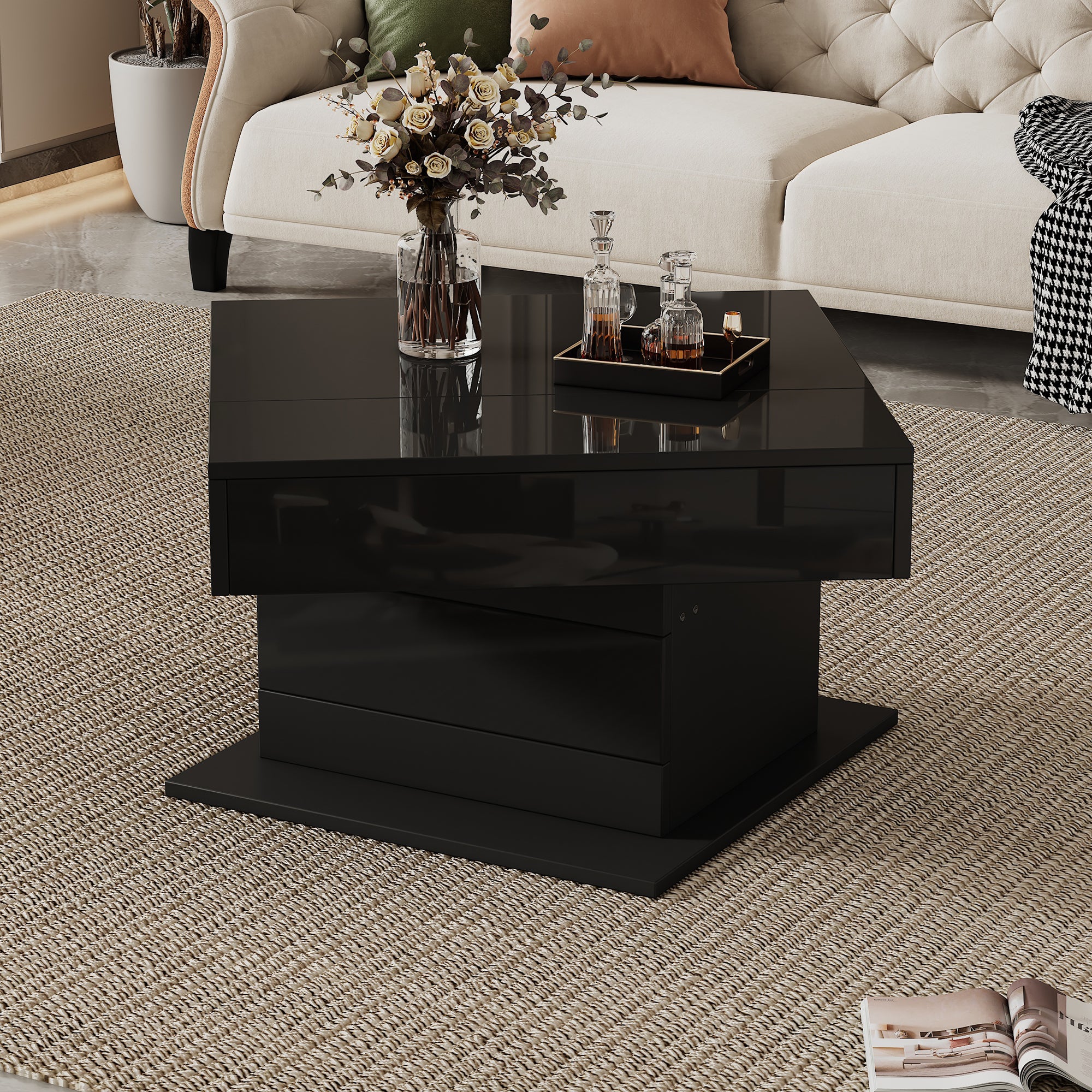 [variant:N892P423296B] Black 360° Rotating Lift-Top Coffee Table image 34