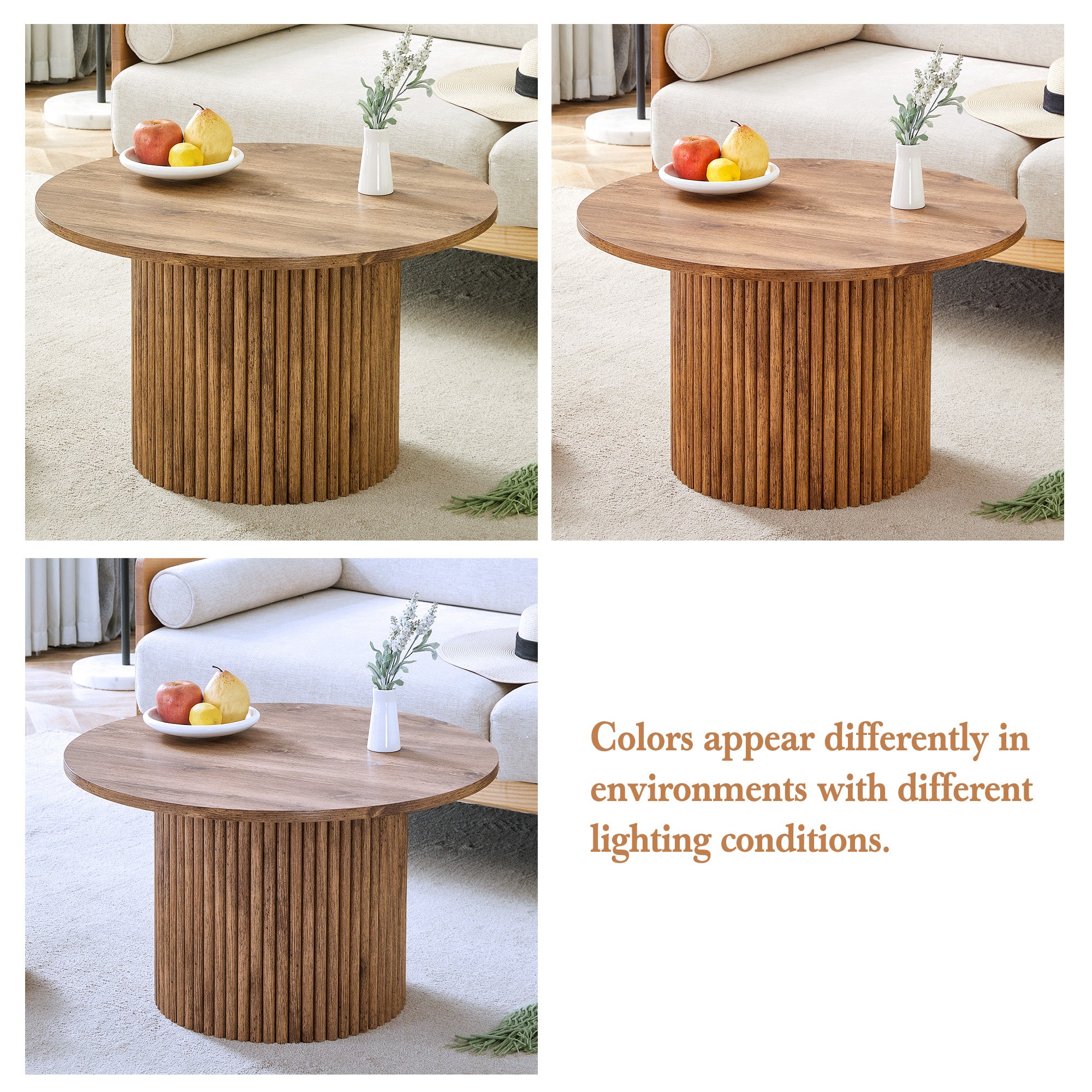 [variant:W3806P404738] Round Fluted Coffee Table with Metal Frame – 27.5-Inch image 6