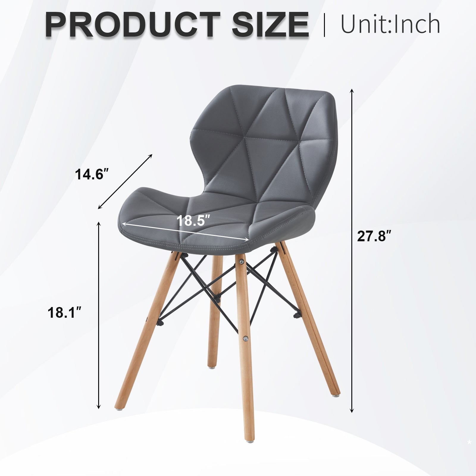 Set of 2 Modern PU Leather Dining Chairs — [variant:W3738P431272] Grey image 6