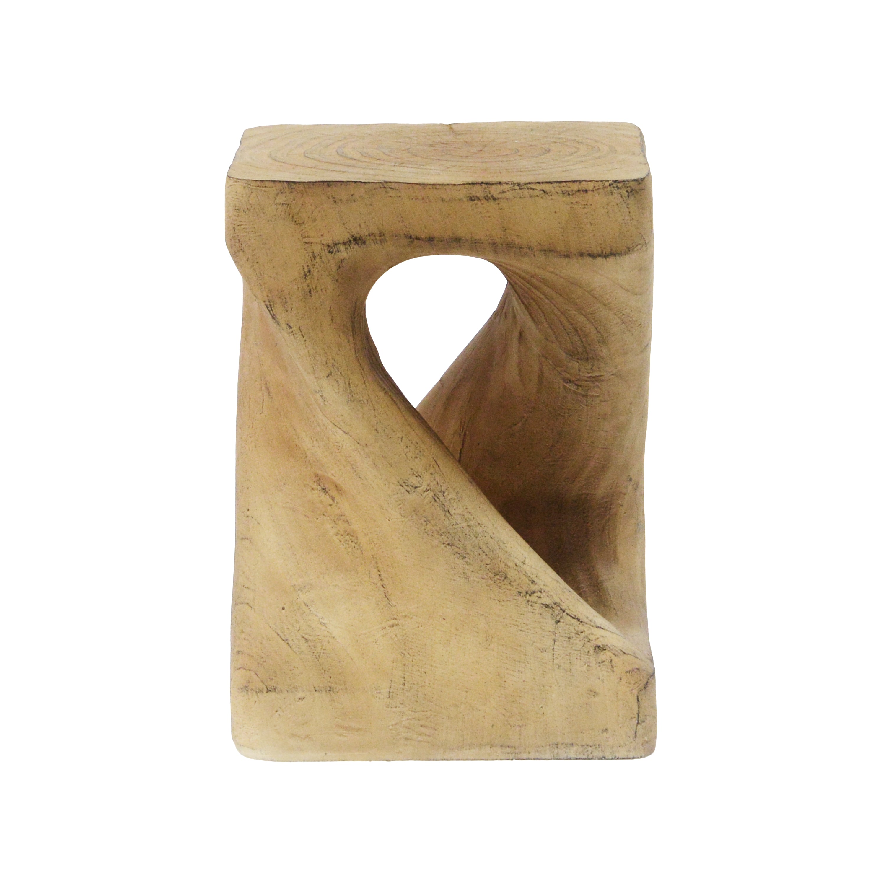 Twisted Wood-Look Indoor/Outdoor Side Table — [variant:N911P479287N] Natural image 8