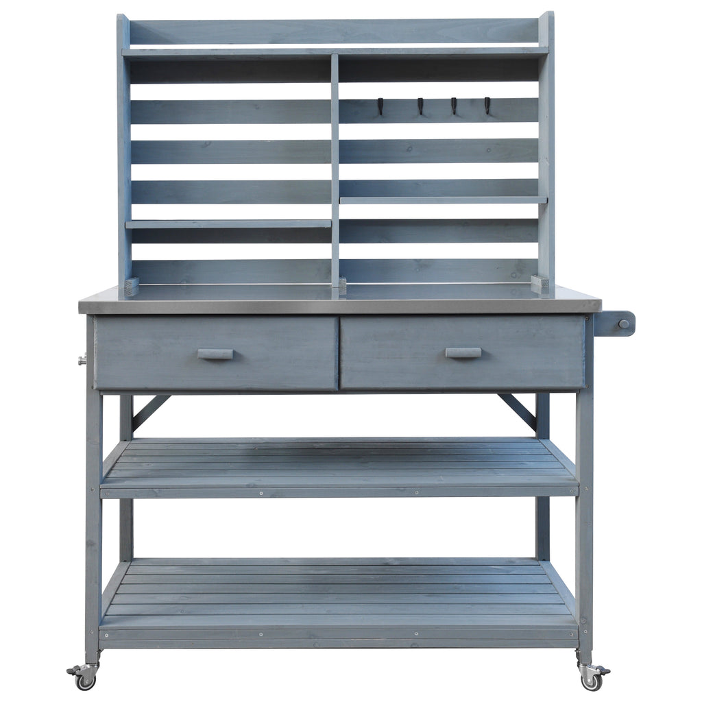 [variant:N853P386121G] Rolling Outdoor Potting Bench with Stainless Steel Top image 43