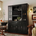 [variant:WT000003AAB] Tall Wine Cabinet with Bottle Rack and Glass Holder – Black image 1