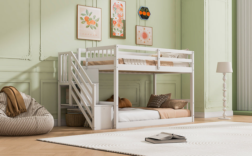 [variant:GX000106AAK] Twin-over-Twin Low-Profile Bunk Bed with Storage Ladder – White image 6