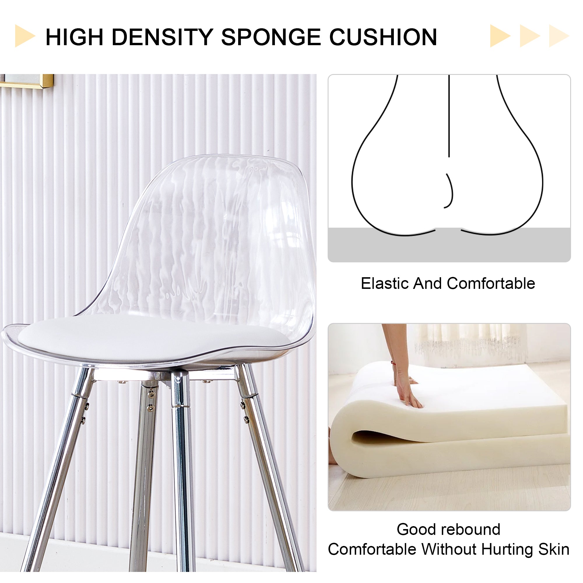 [variant:W3806P404769] Modern Upholstered Bar Chairs – White & Silver image 9
