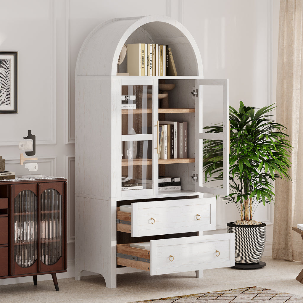 [variant:N853P387781W] Arched Glass-Door Pantry Cabinet – 71-Inch image 21