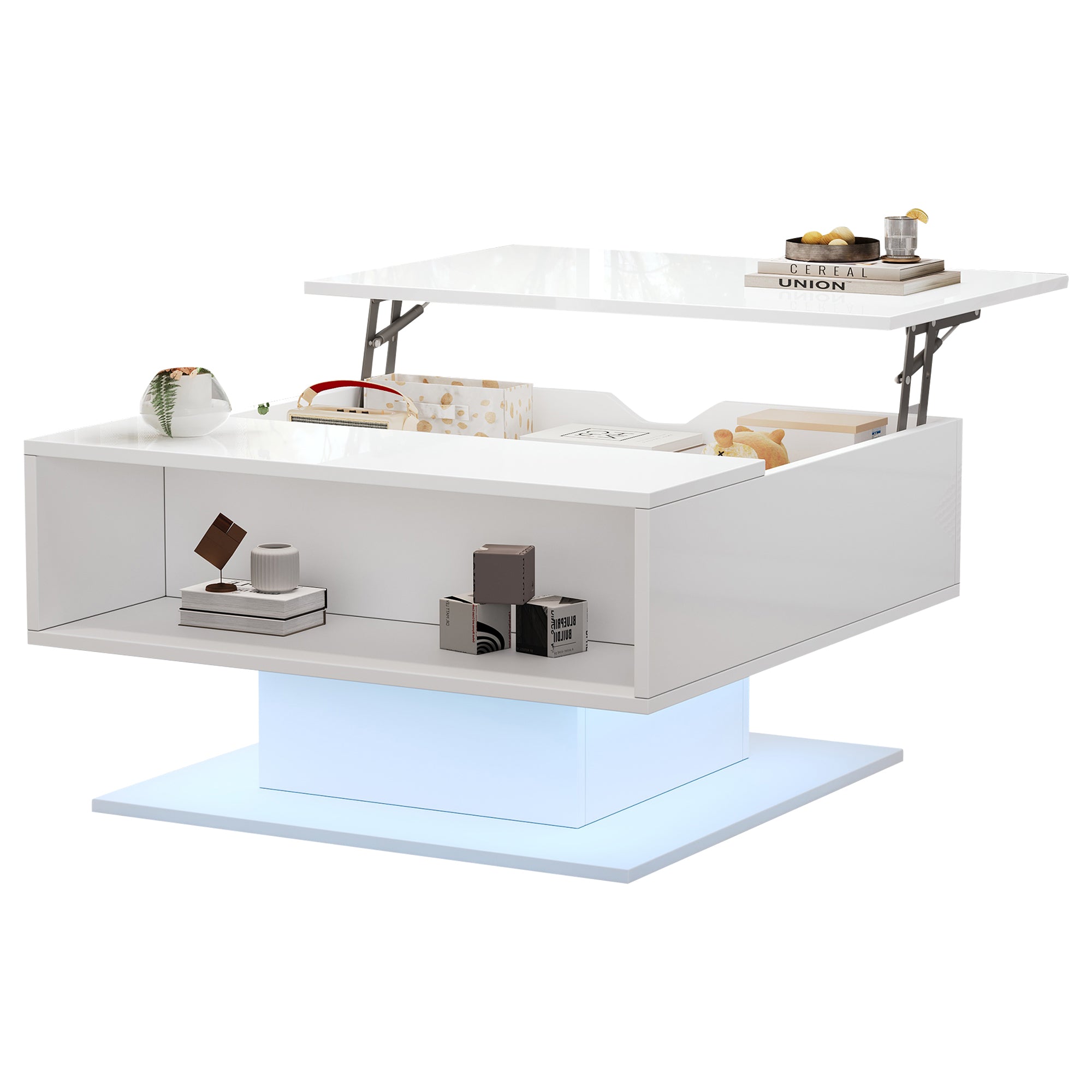 [variant:N892P428789W] High-Gloss Hydraulic Lift Coffee Table with Storage image 5