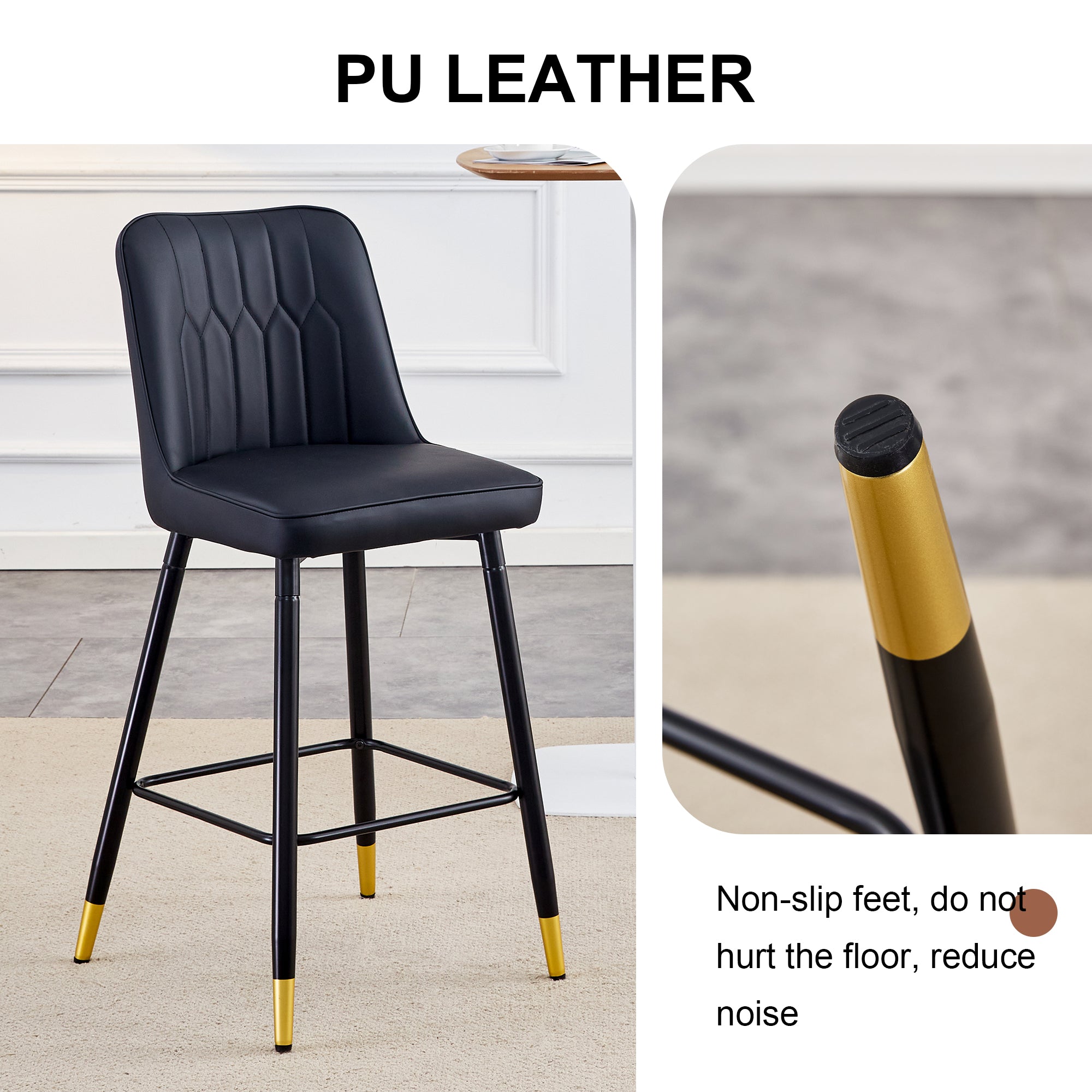[variant:W3806P404947] PU Leather Bar Stools – Set of 2 image 5