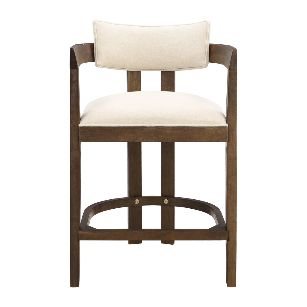 Set of 2 Upholstered Counter Stools — [variant:N872P375625T] Beige,Walnut image 6