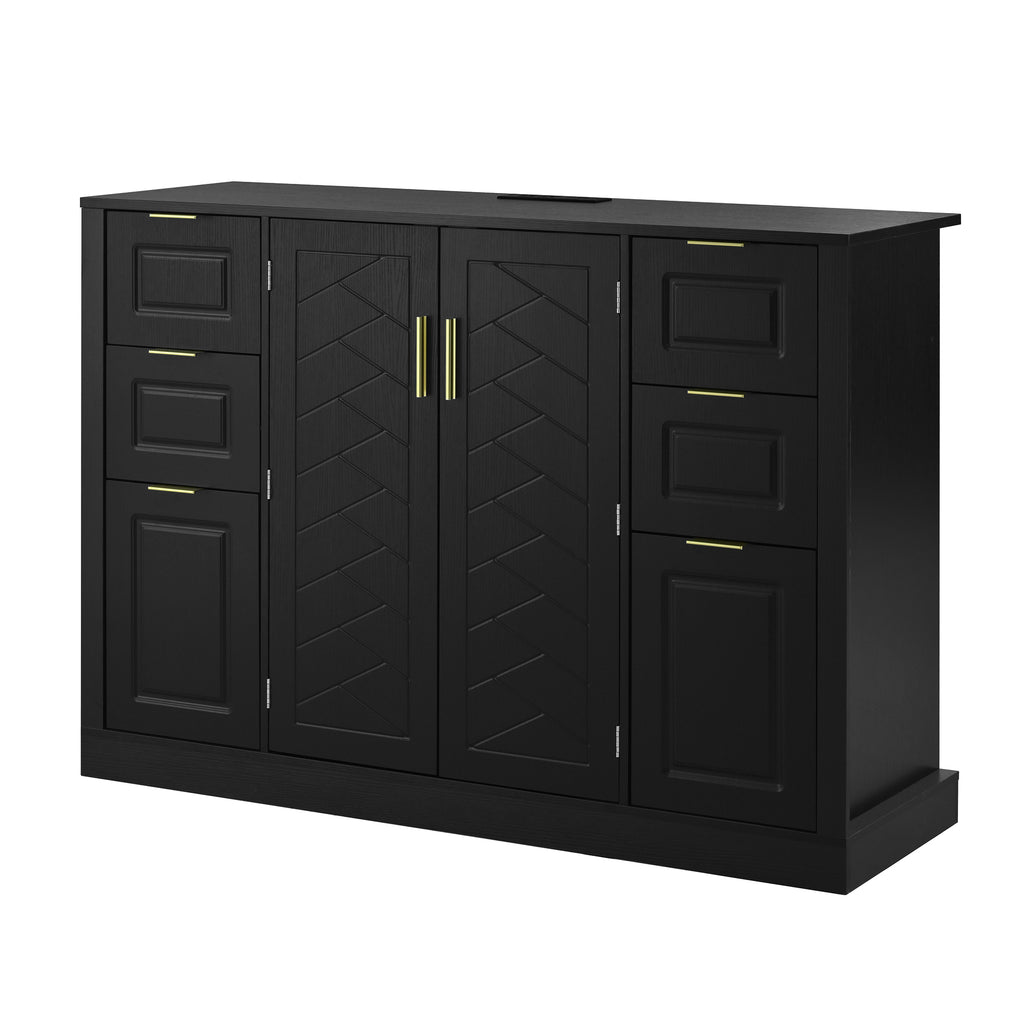 [variant:N889P443160B] Sideboard with 2 Doors, 6 Drawers & Power Outlet image 14