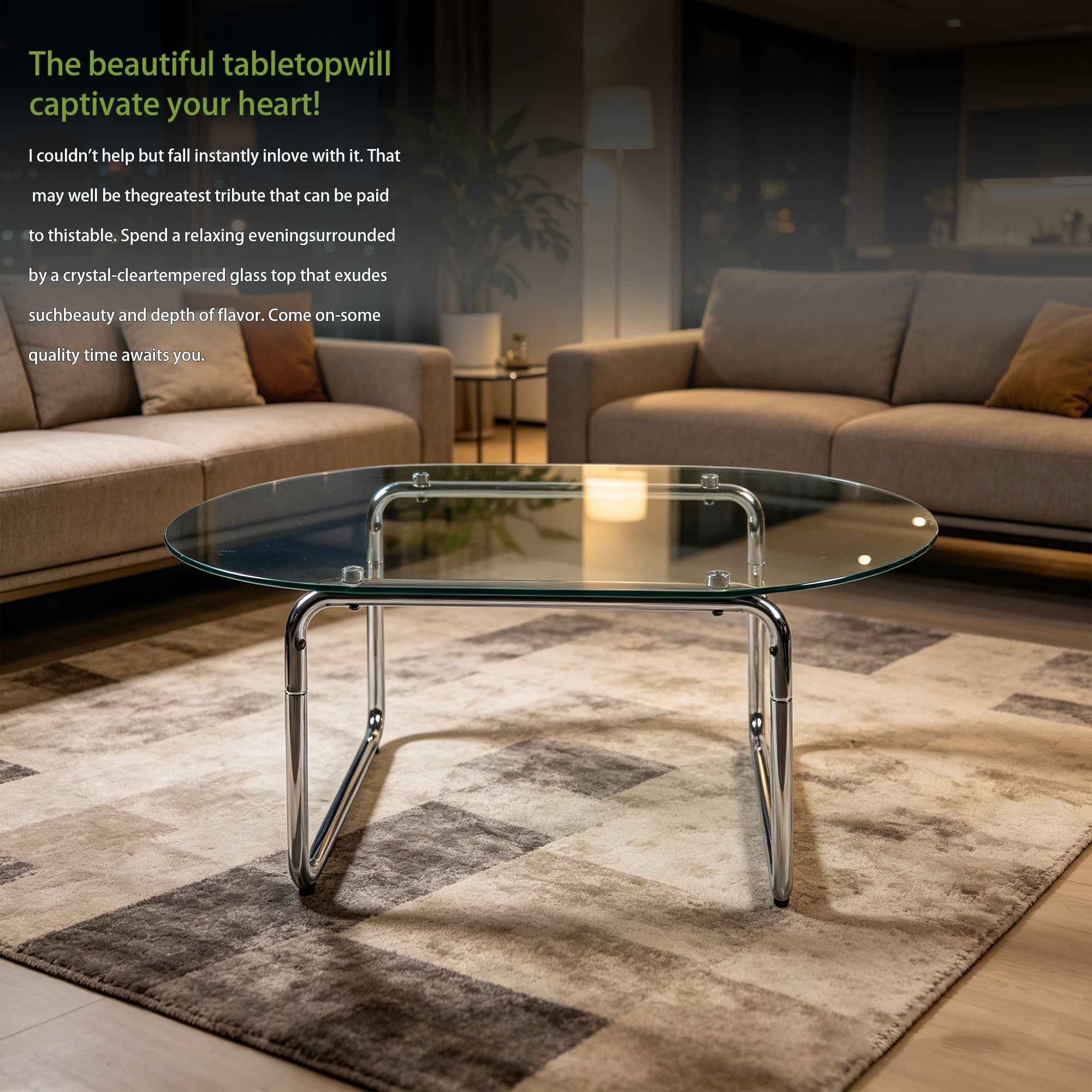 Curved Tempered-Glass Coffee Table — [variant:W3738P499157] Transparent image 4