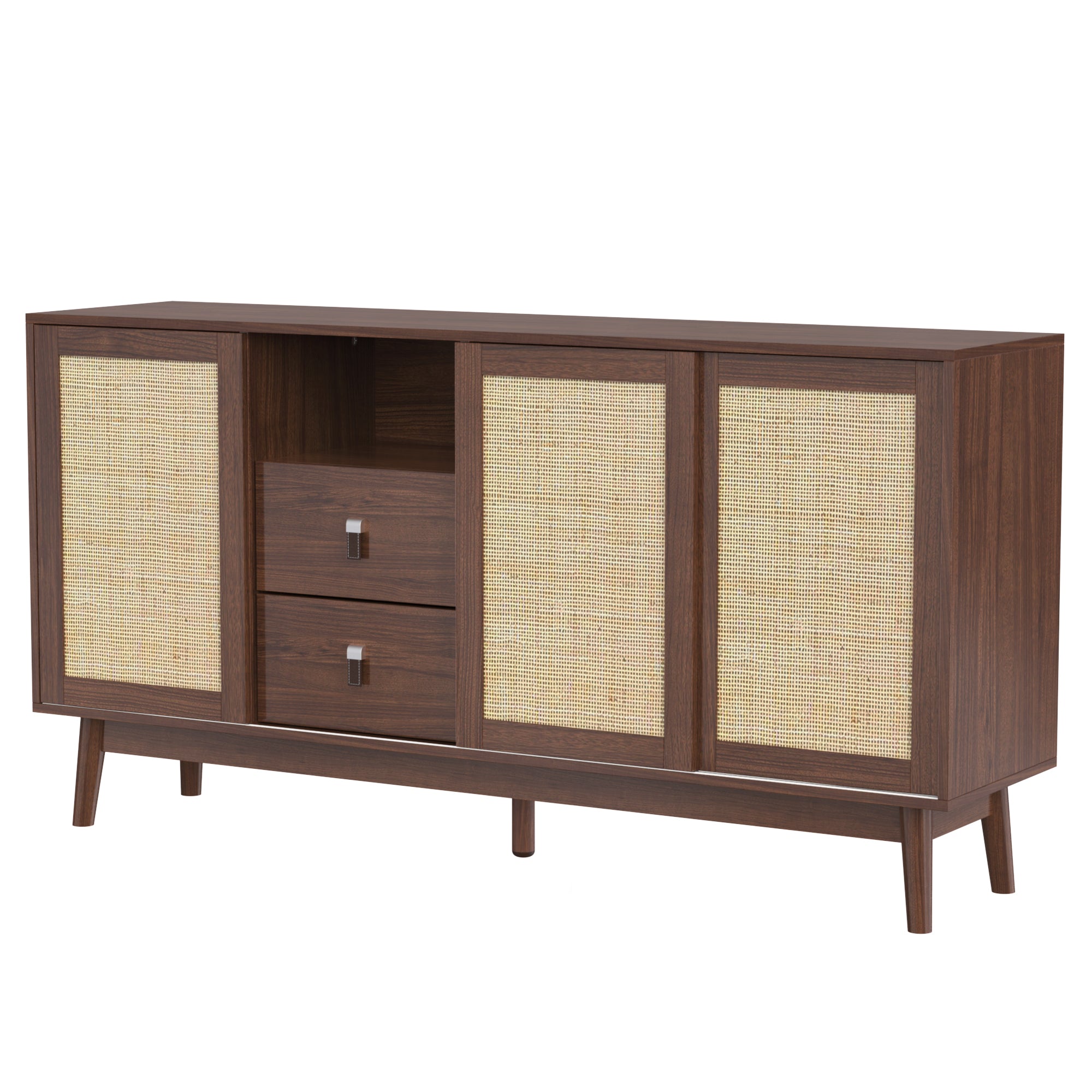 Rattan 3-Door Sideboard with 2 Drawers — [variant:GA0004N] Wood image 12