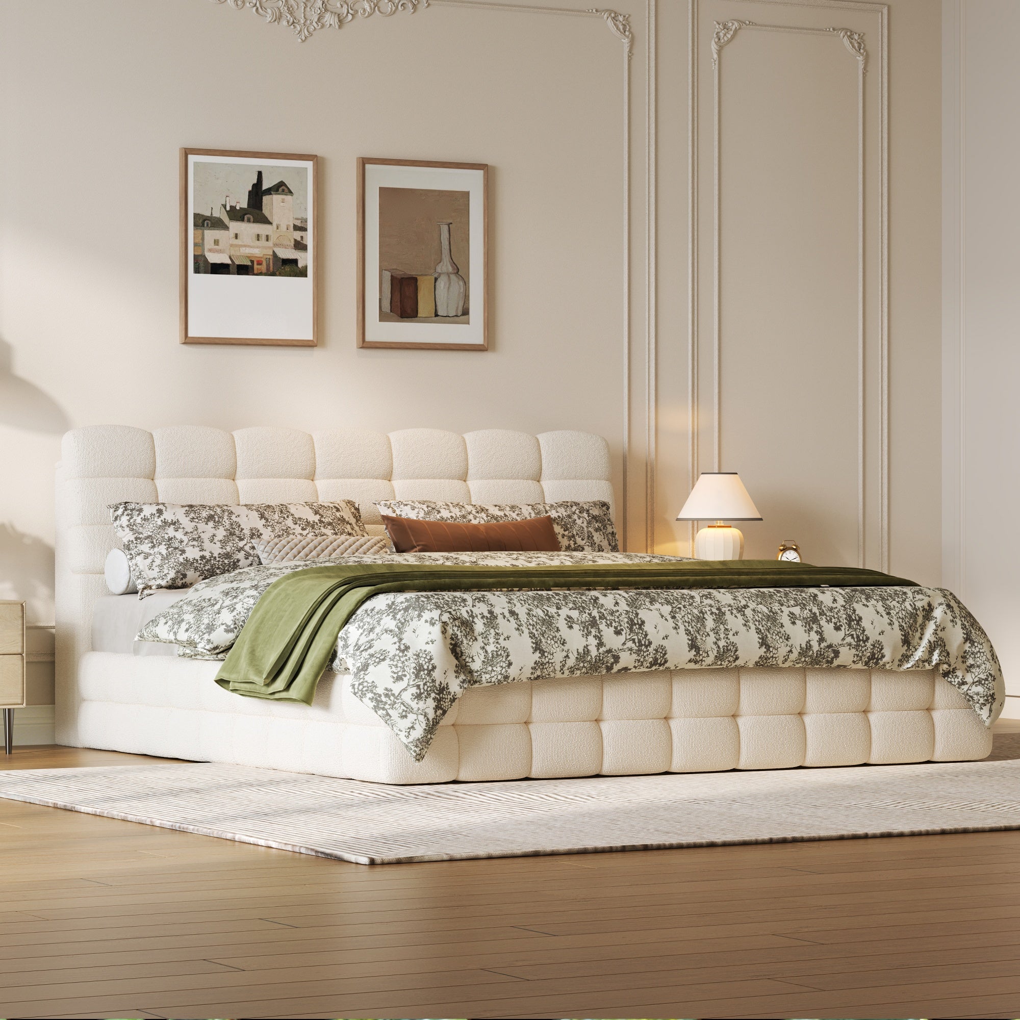 [variant:HS451572AAK] Queen Hydraulic Lift Storage Bed – Cream White image 3