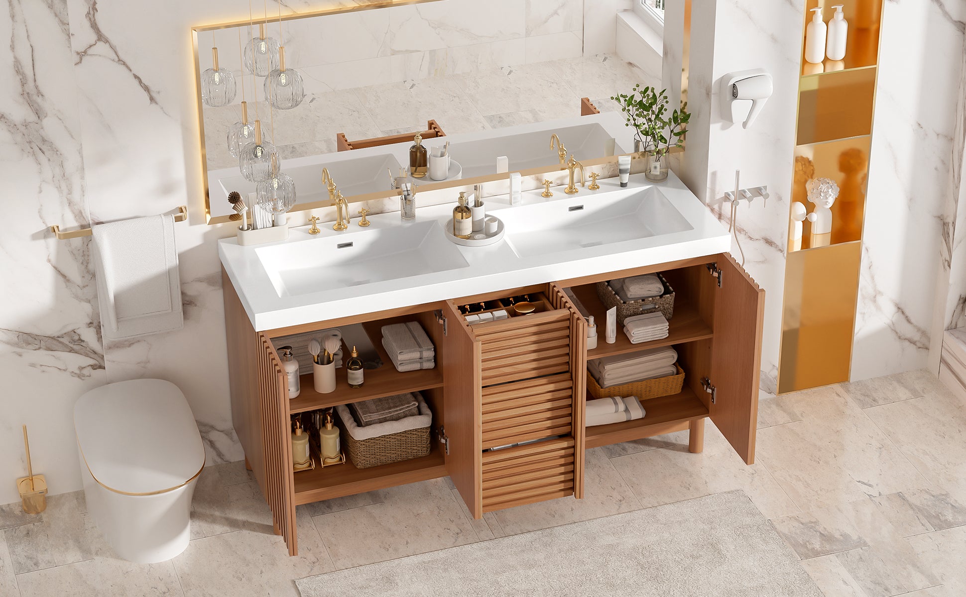 [variant:N729P000037N] Double-Sink Bathroom Vanity with Storage – 59.3-Inch image 34