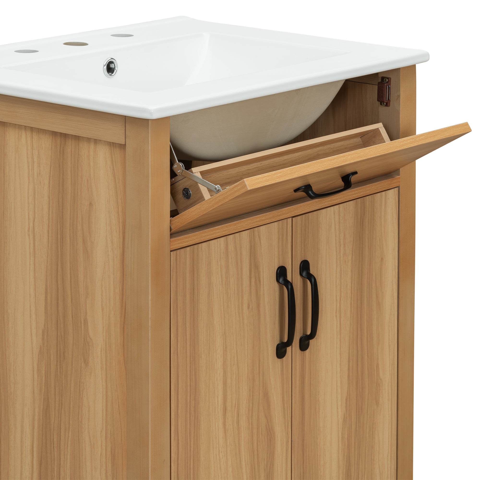 [variant:N848P469792N] Solid Wood Bathroom Vanity with Ceramic Sink – 24-Inch image 17