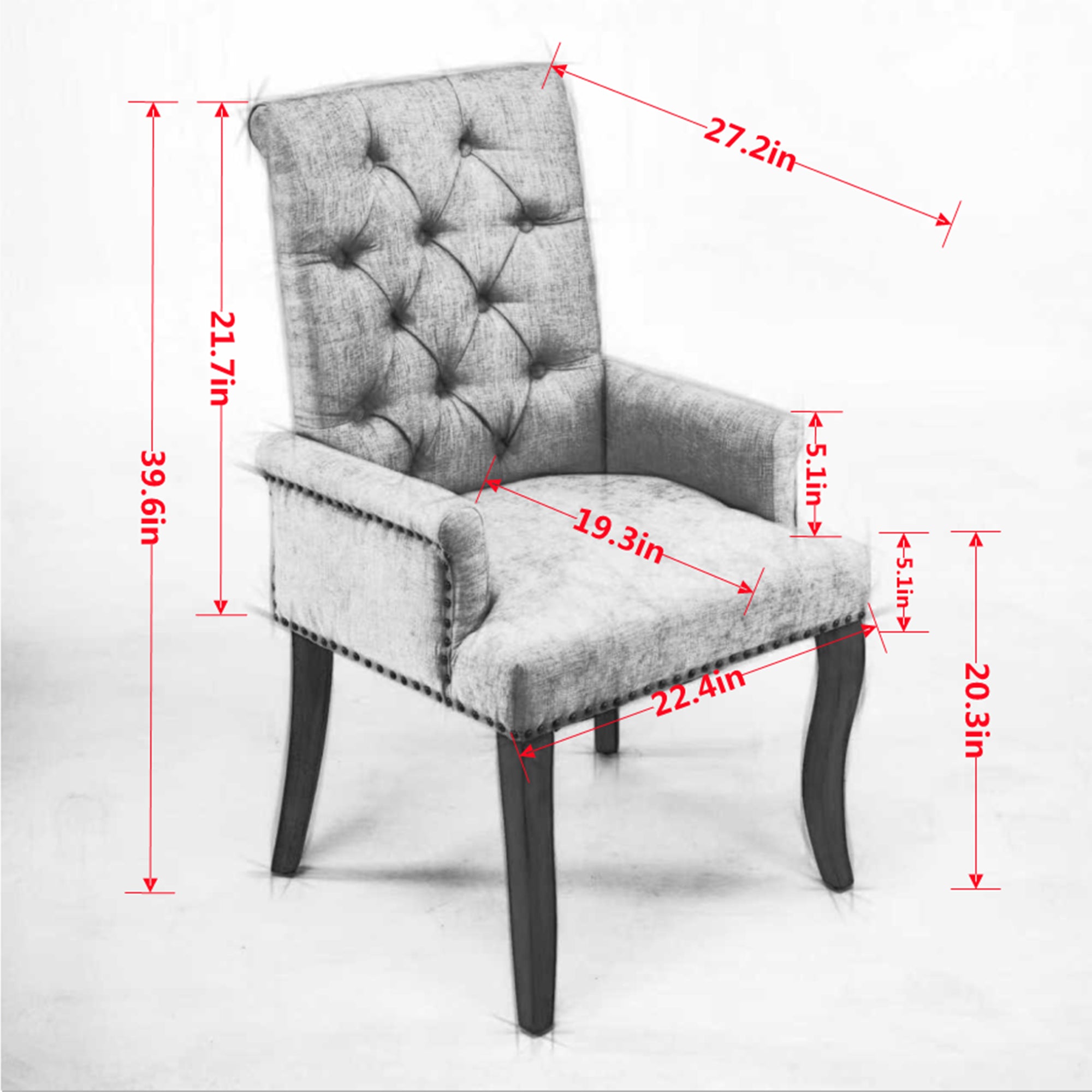 [variant:W5755P503872] Tufted Chenille Dining Armchair – Olive Green image 8