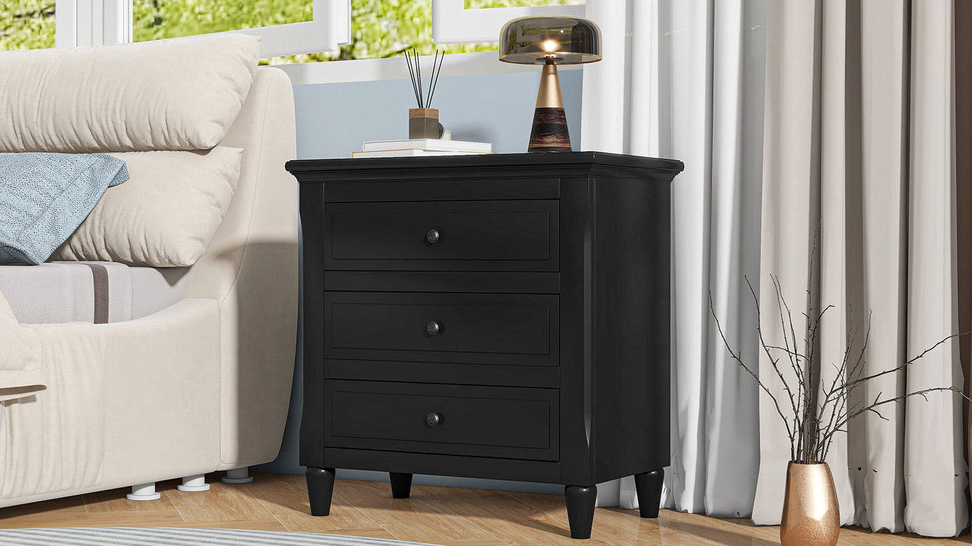 3-Drawer Painted Nightstand – 28-Inch — [variant:N889P444140B] Black image 15