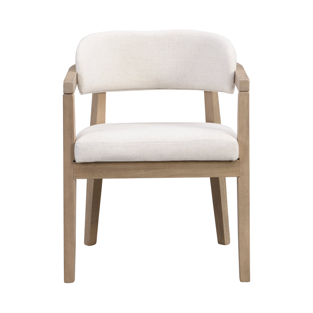 [variant:N872P357172A] Set of 2 Modern Rubberwood Dining Armchairs – Beige image 2