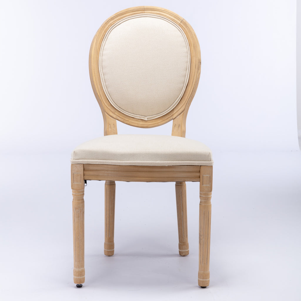 [variant:W5755P474629] Set of 2 French-Style Solid Wood Dining Chairs – Beige image 2