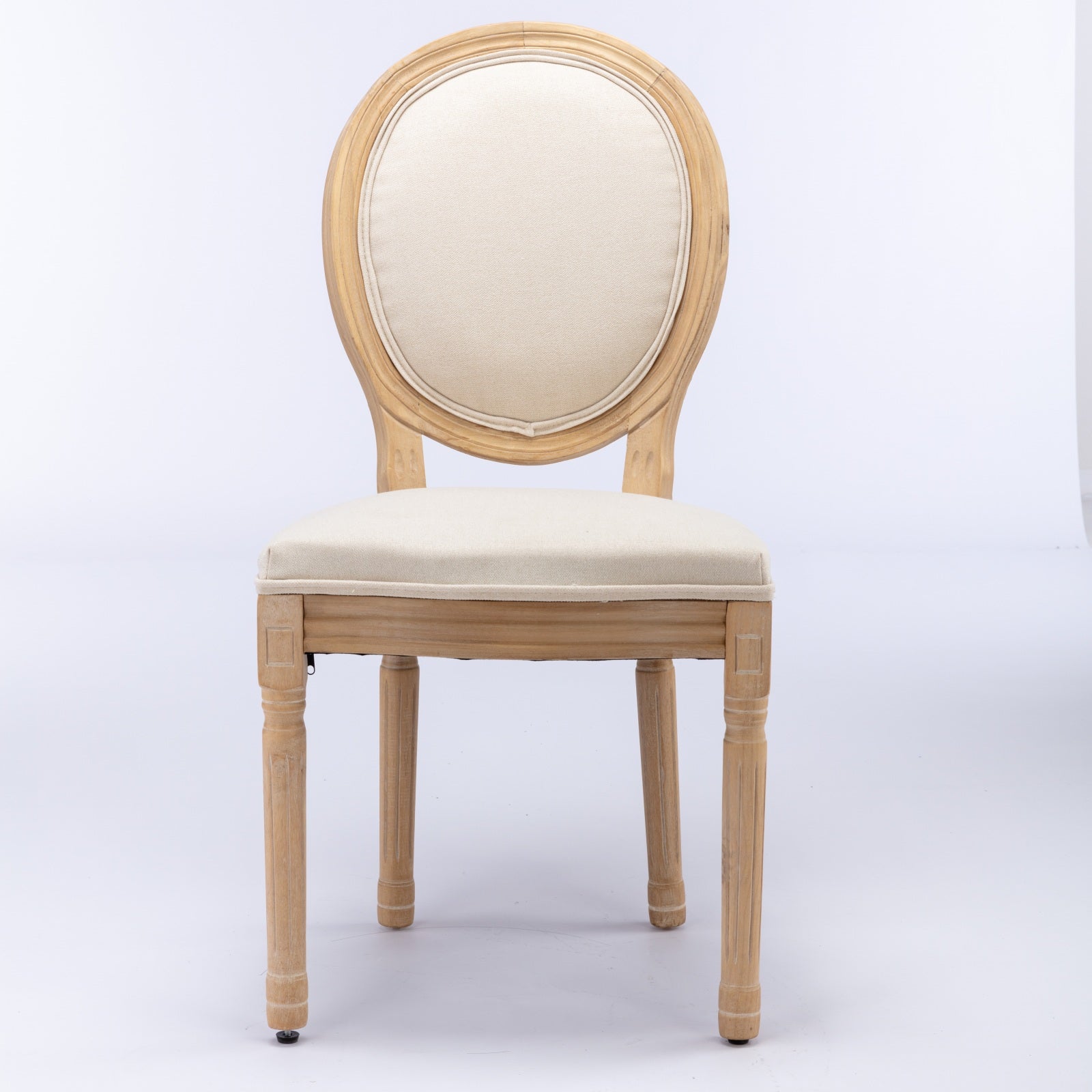 [variant:W5755P474629] Set of 2 French-Style Solid Wood Dining Chairs – Beige image 2