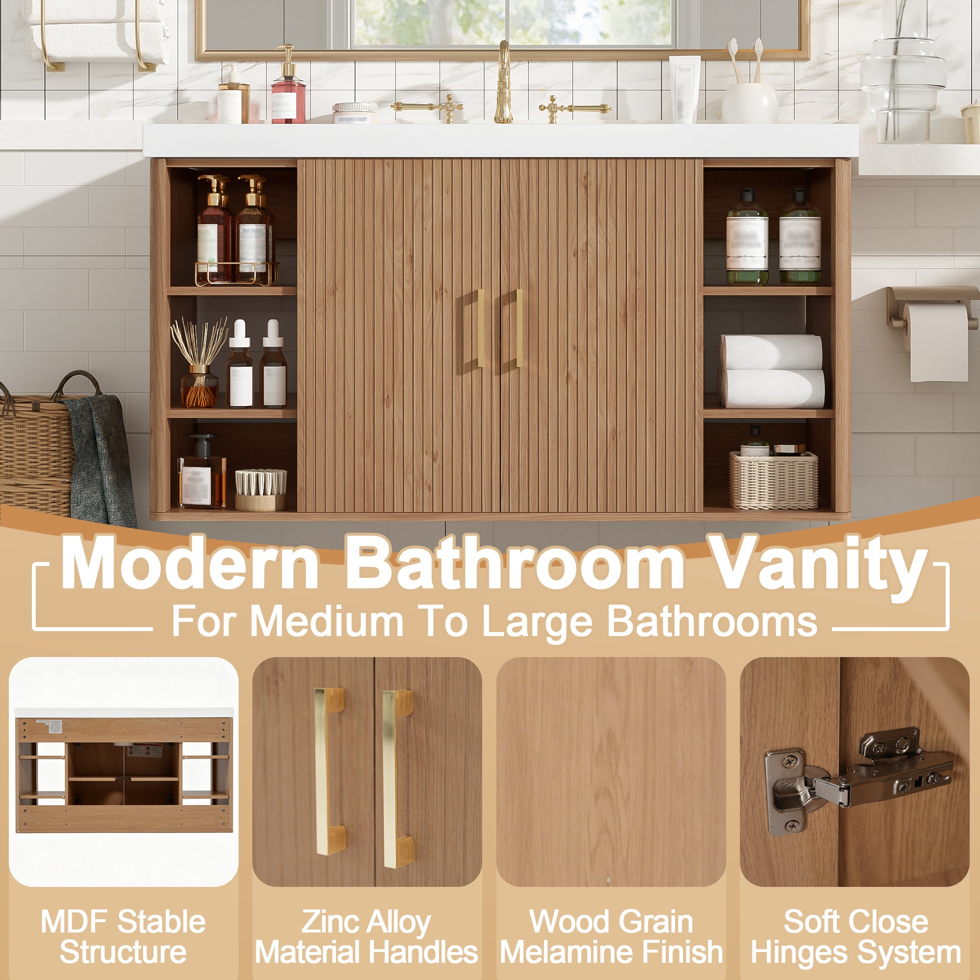 [variant:N729P000039N] Wall-Mounted Bathroom Vanity with SMC Sink – 42-Inch image 7