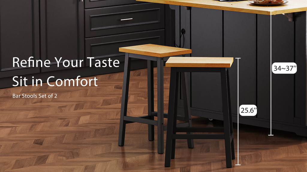 [variant:N853P388050B] Set of 2 Farmhouse Counter Stools – Black image 8