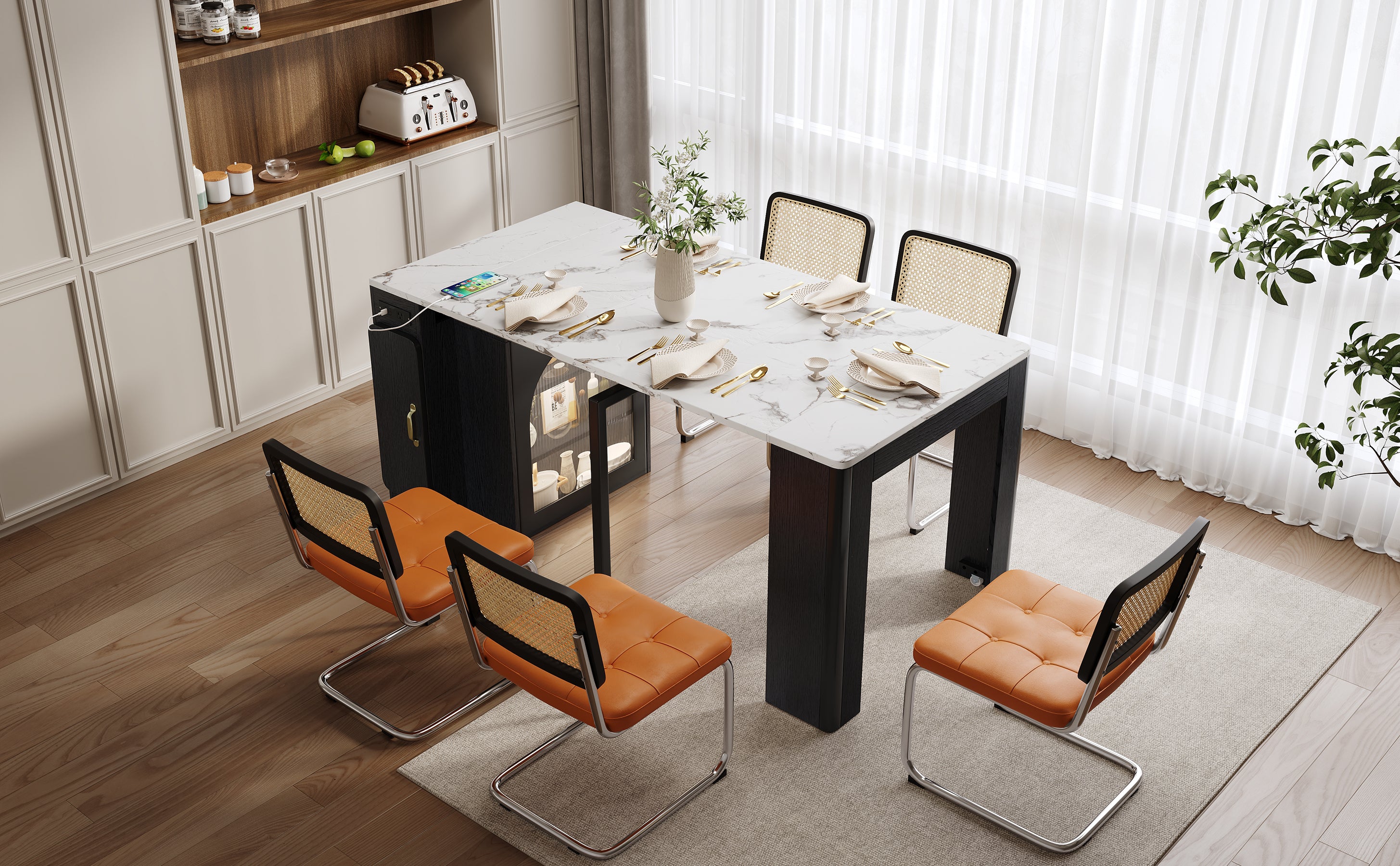 [variant:XW000024AAB-CA] Rolling Kitchen Island with Extendable Dining Table image 5