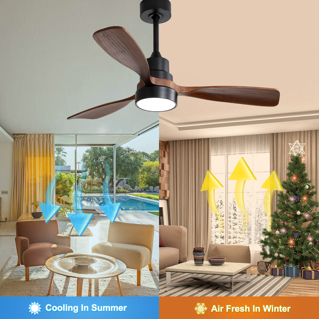 [variant:W5691P514926] Matte Black Solid Wood Ceiling Fan with Dimmable Light – 48-Inch image 6