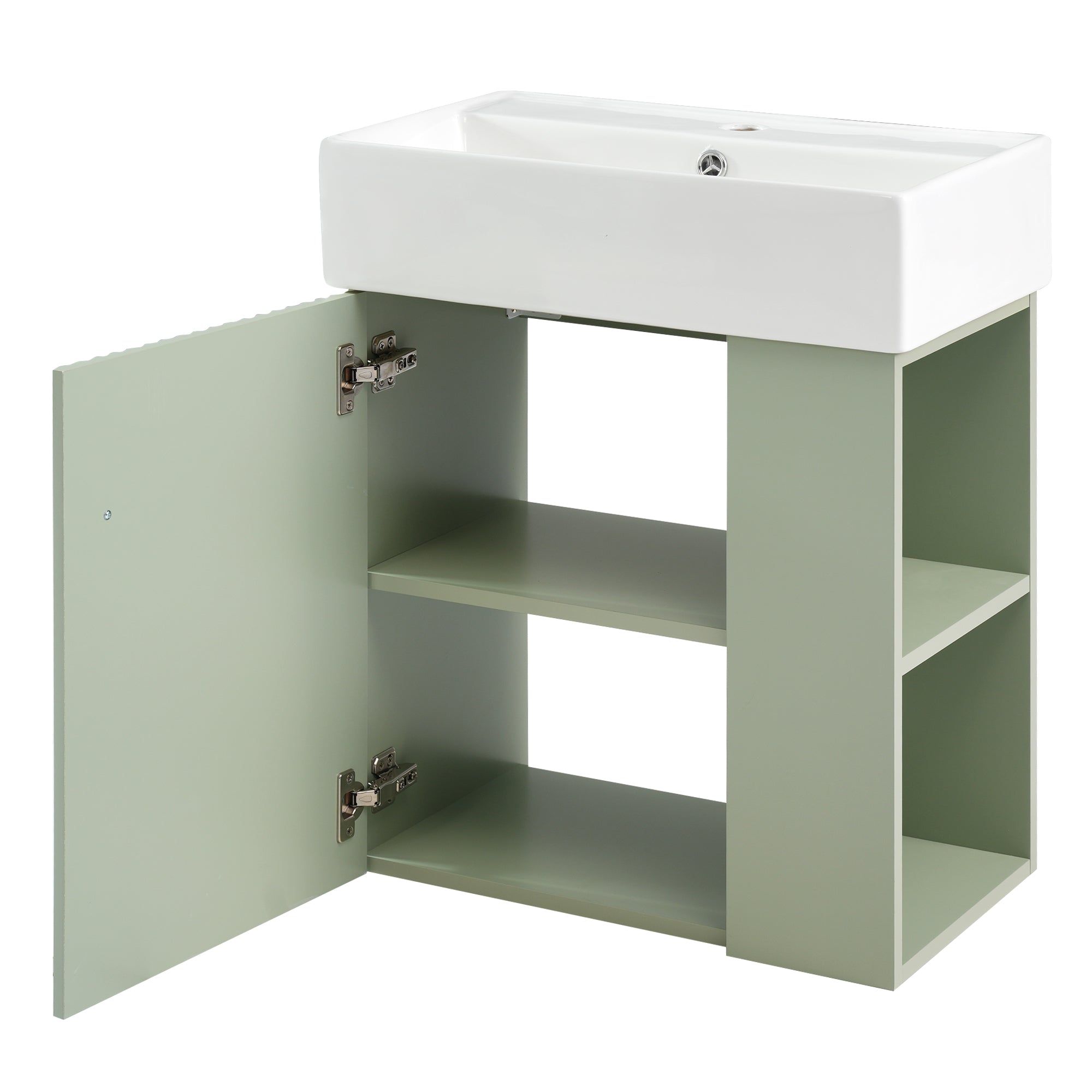 [variant:N729P170388F] Floating Bathroom Vanity with Ceramic Basin – 21.6-Inch, Green image 11
