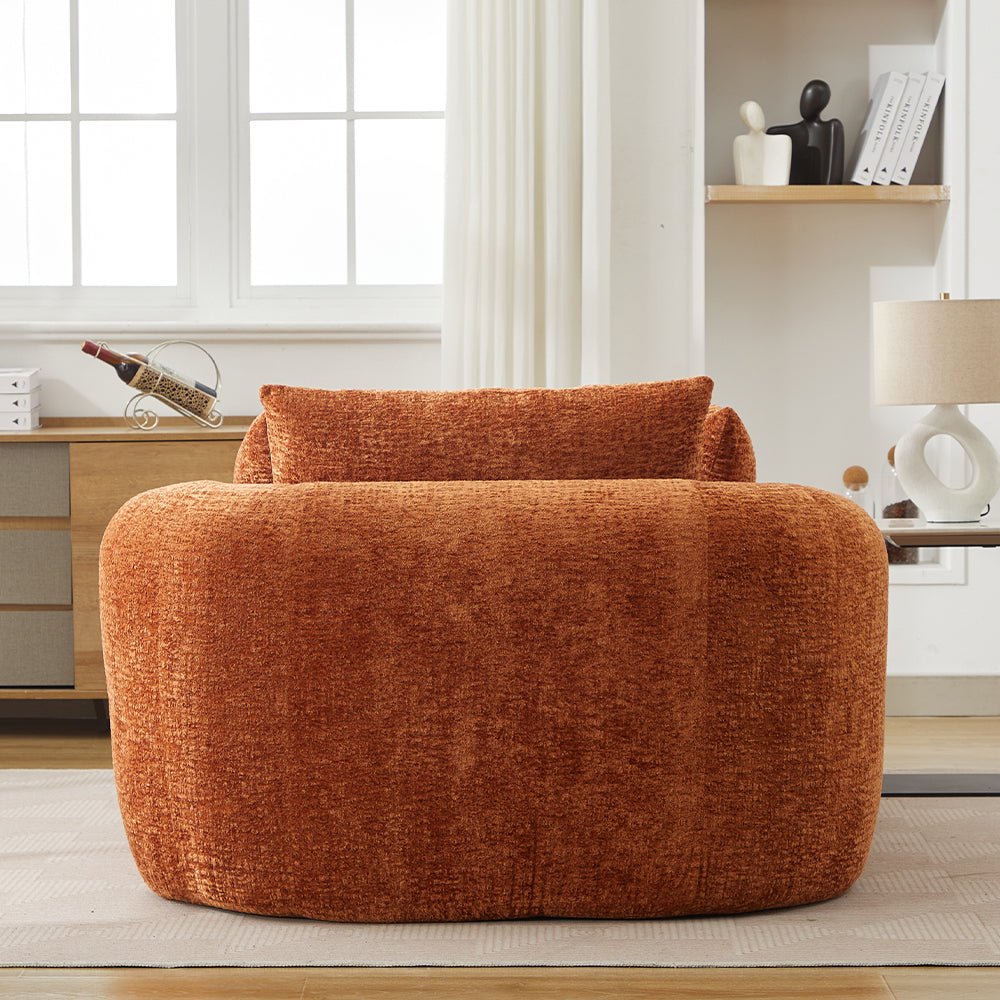 Oversized Corduroy Chaise Lounge with Throw Pillows — [variant:W5031P391329] Orange image 5