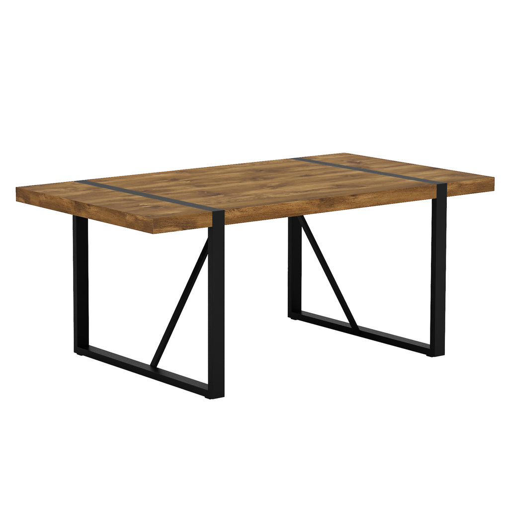 [variant:W3806P432339] Wood-Grain Dining Table with Metal Legs – 71-Inch image 14