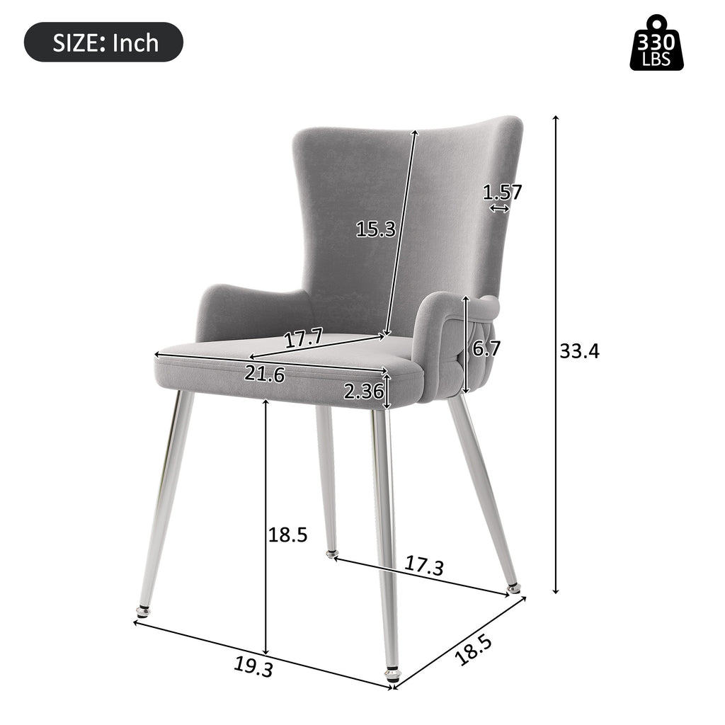 [variant:N859P375239G] Set of 2 Tufted Gray Velvet Dining Chairs image 8