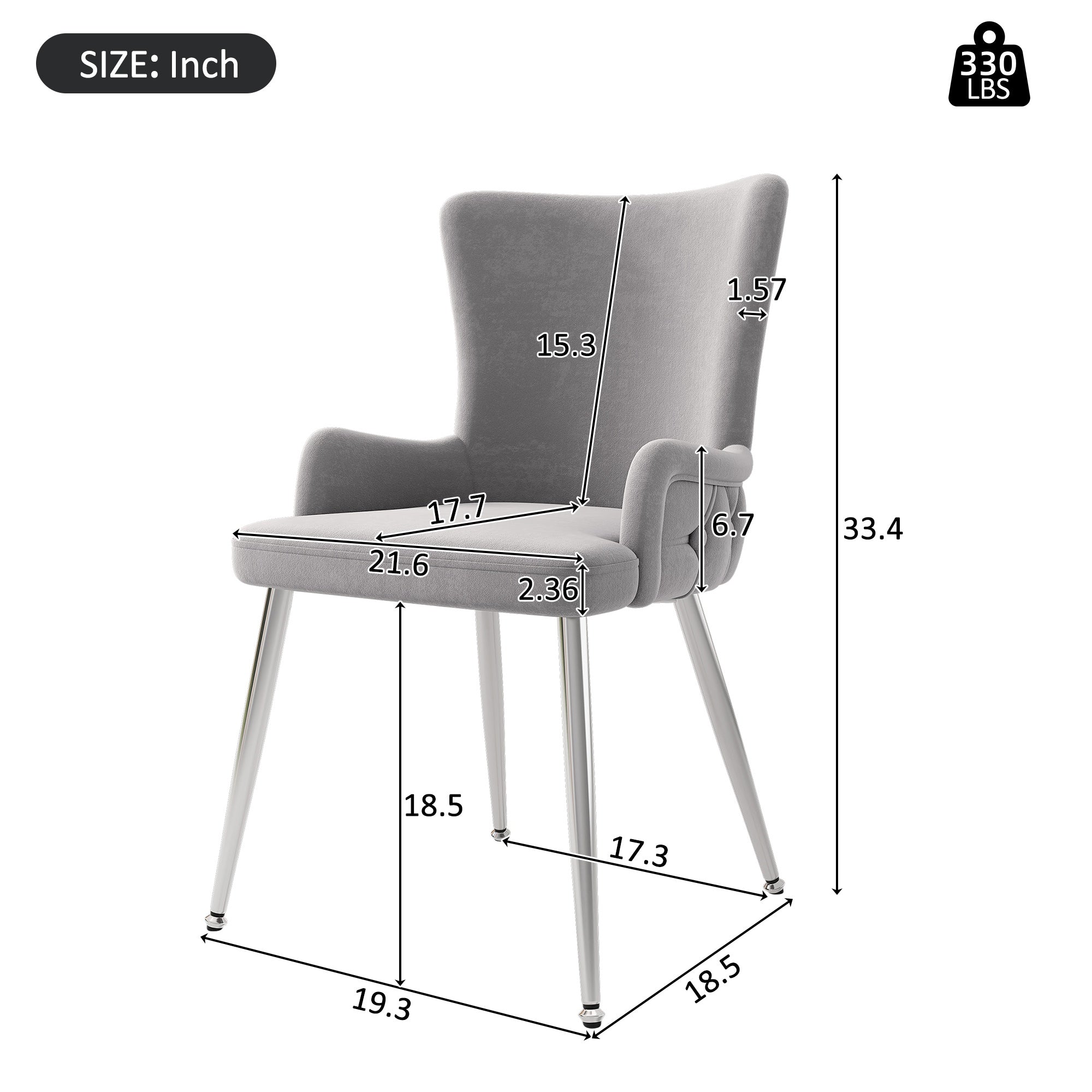[variant:N859P375239G] Set of 2 Tufted Gray Velvet Dining Chairs image 8
