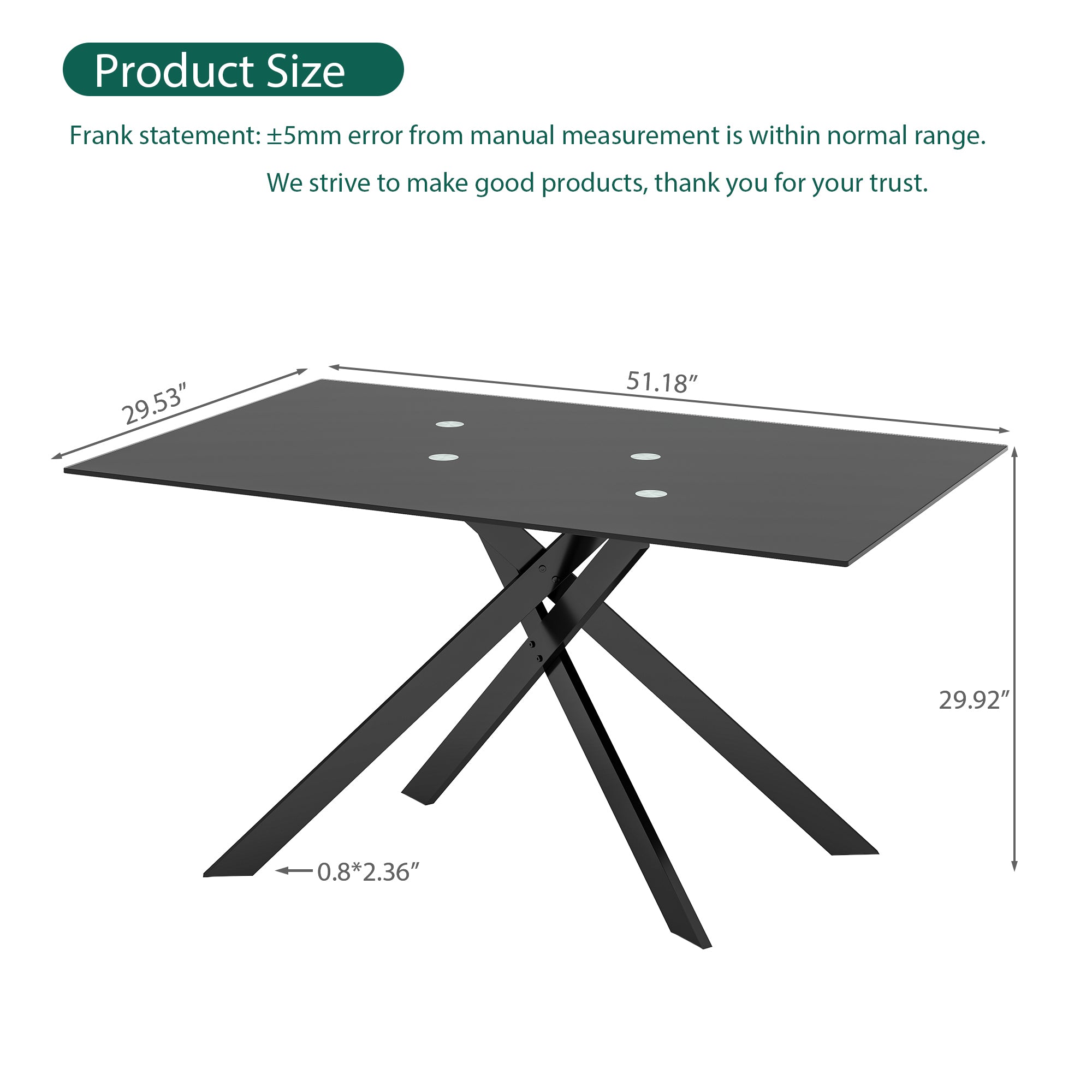 [variant:W3856P411912] Tempered-Glass Dining Table – 51-Inch image 13