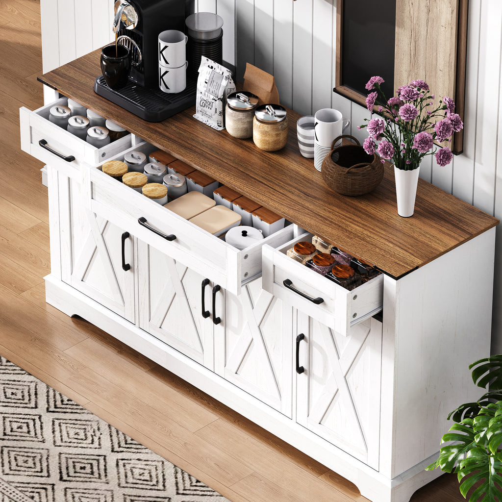 [variant:N853P444963W] 55-Inch Farmhouse Buffet Cabinet with Drawers image 8